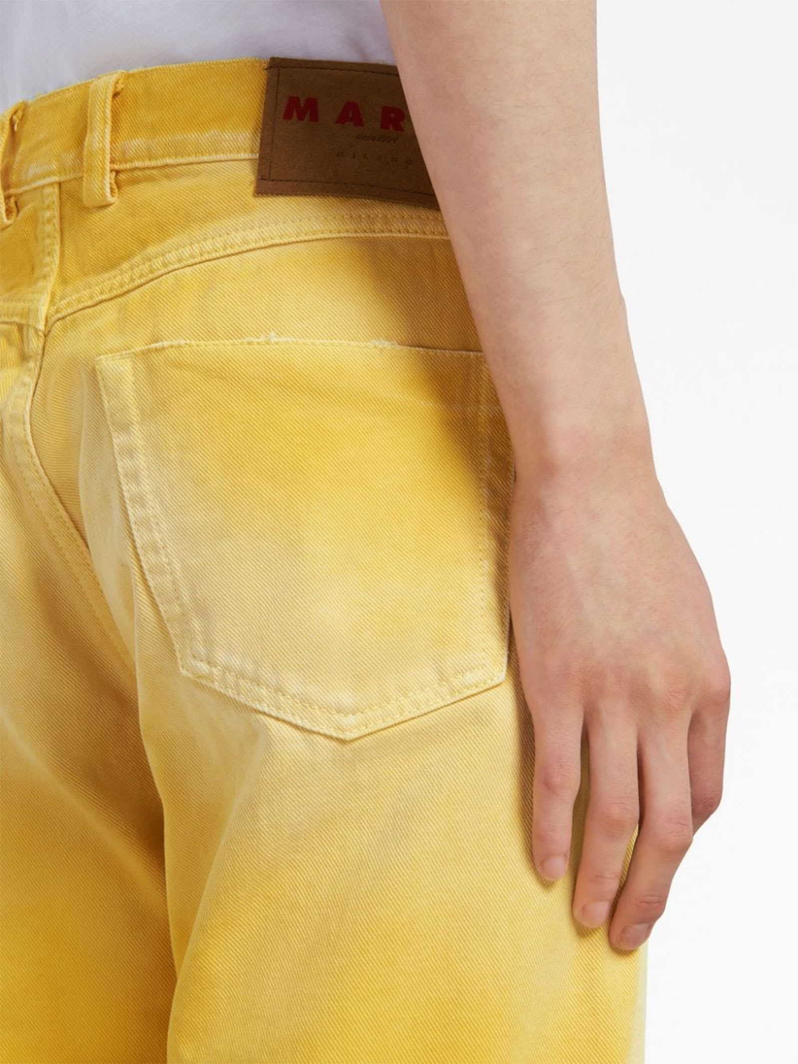 Shop Marni Yellow Cotton Jeans