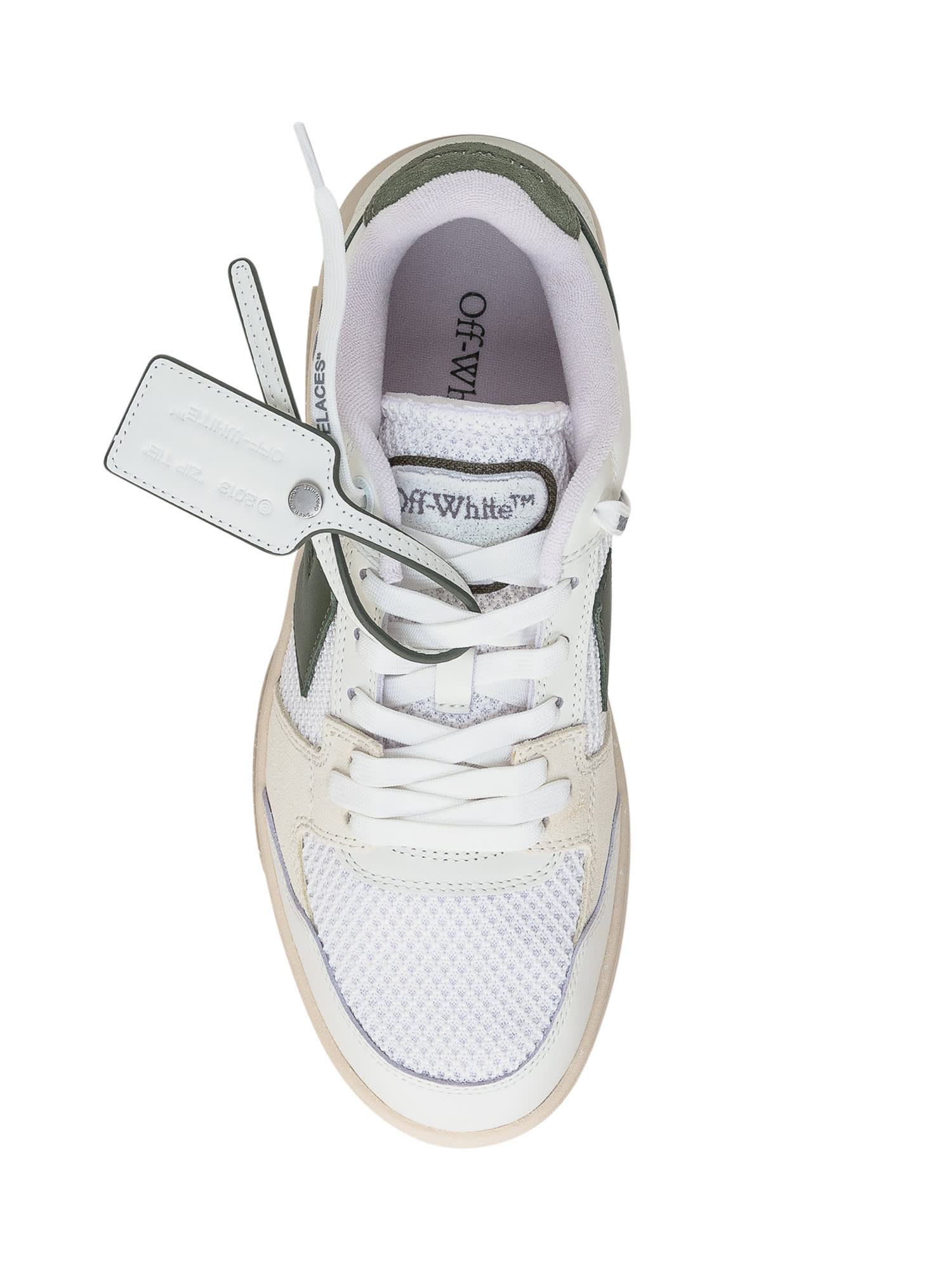 Shop Off-white Out Of Office Slim Sneaker In White-military Green