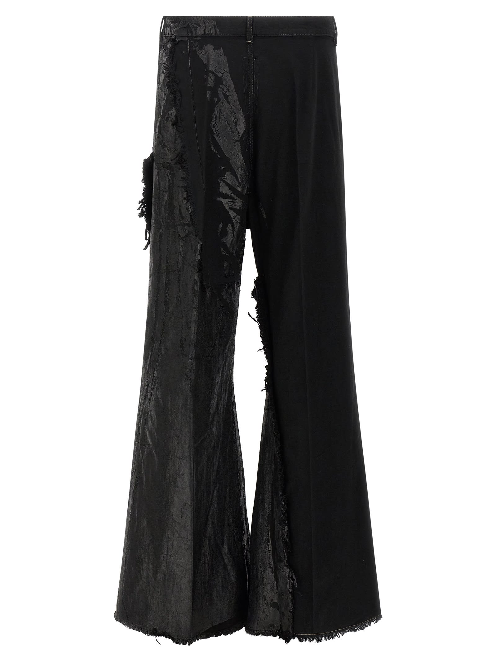 Rick Owens Casual Trousers With Frayed Detailing And Pockets In Black