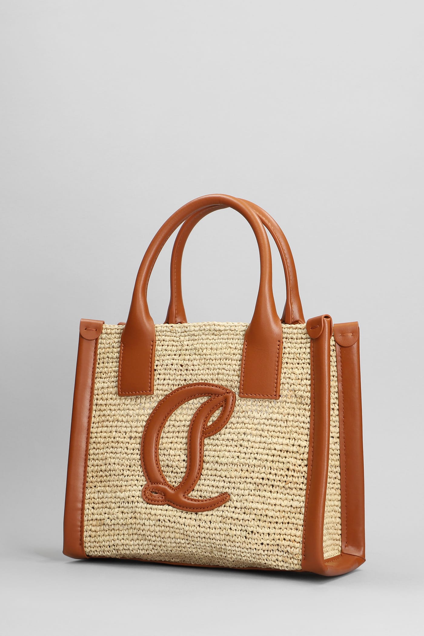 Shop Christian Louboutin By My Side Tote In Beige Raffia