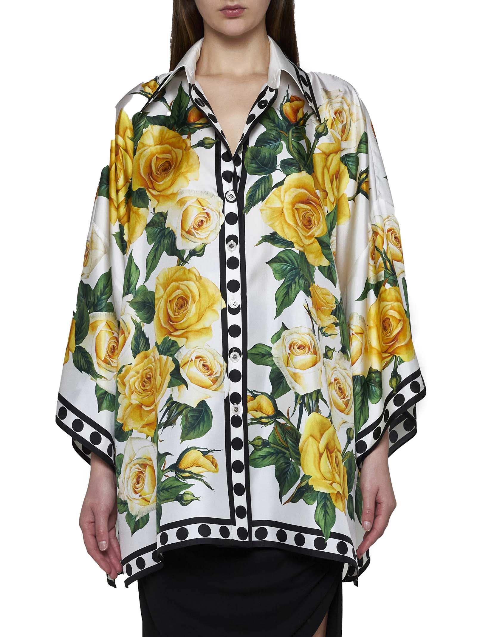 Shop Dolce & Gabbana Shirt In Rose Gialle Fdo Bco