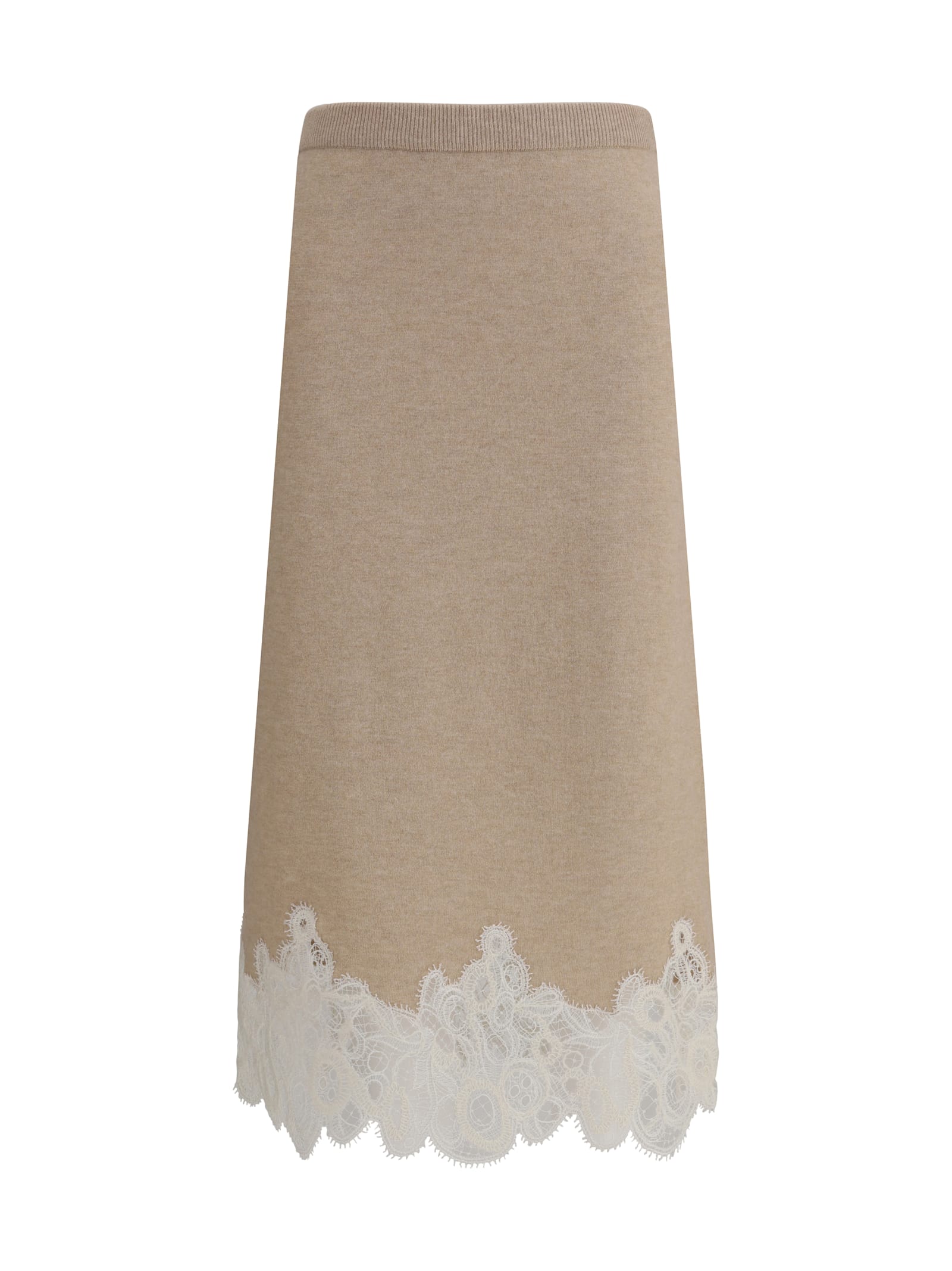 Wool And Lace Midi Skirt