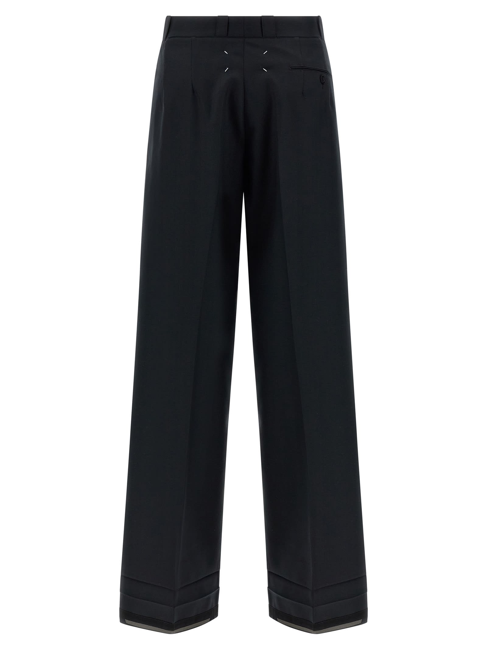 Maison Margiela Herringbone Trousers Pants Black In Black