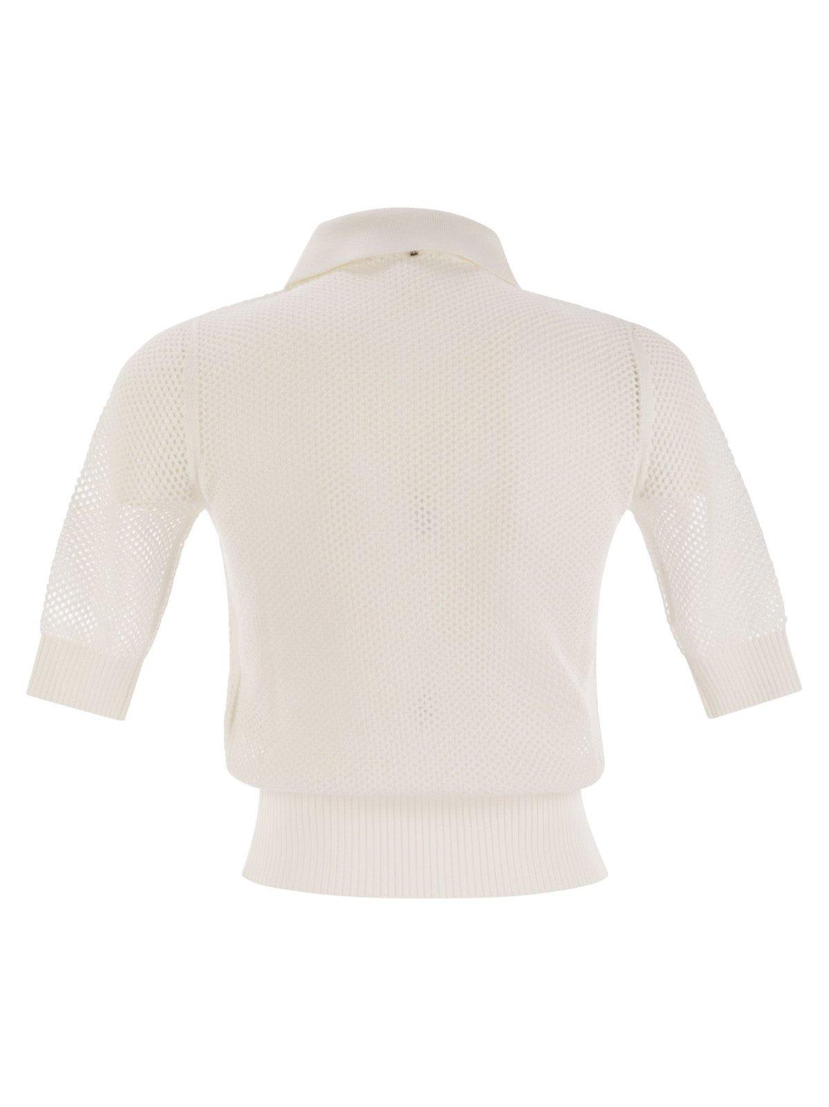 Sportmax Casta Button Detailed Short-sleeved Polo Top In White