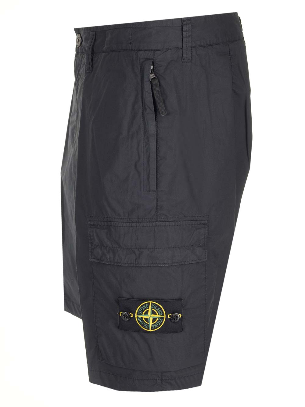 Shop Stone Island Logo Patched Cargo Shorts In Blue