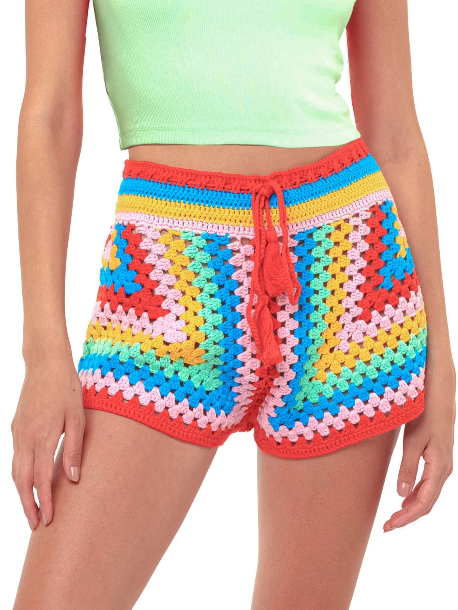Mc2 Saint Barth Multicolor Crochet Shorts In Multicolor