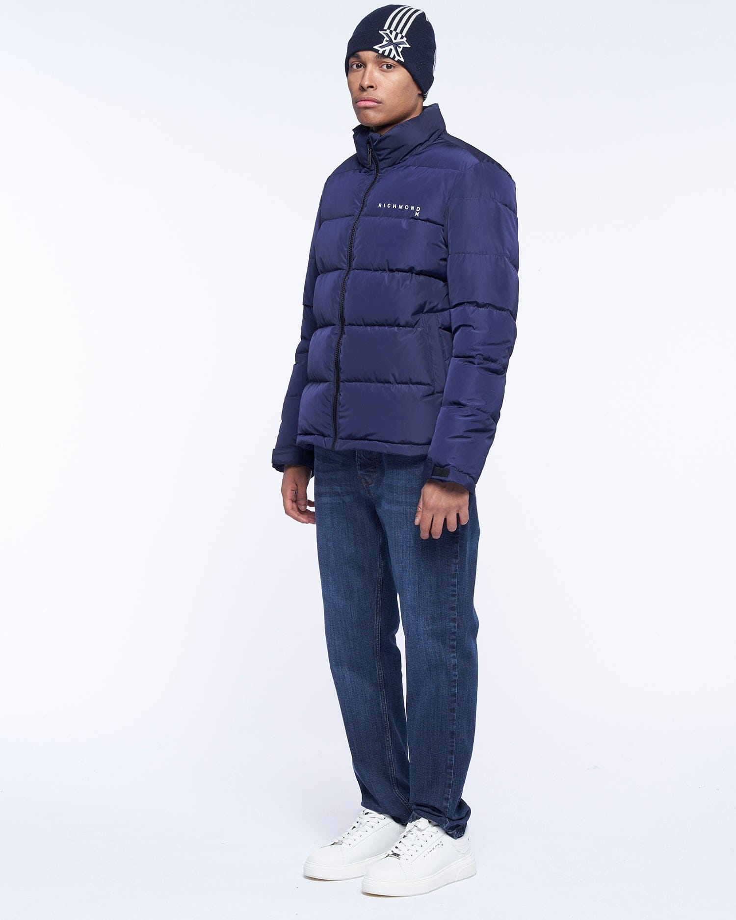 Shop John Richmond Down Jacket With Logo In Grigio