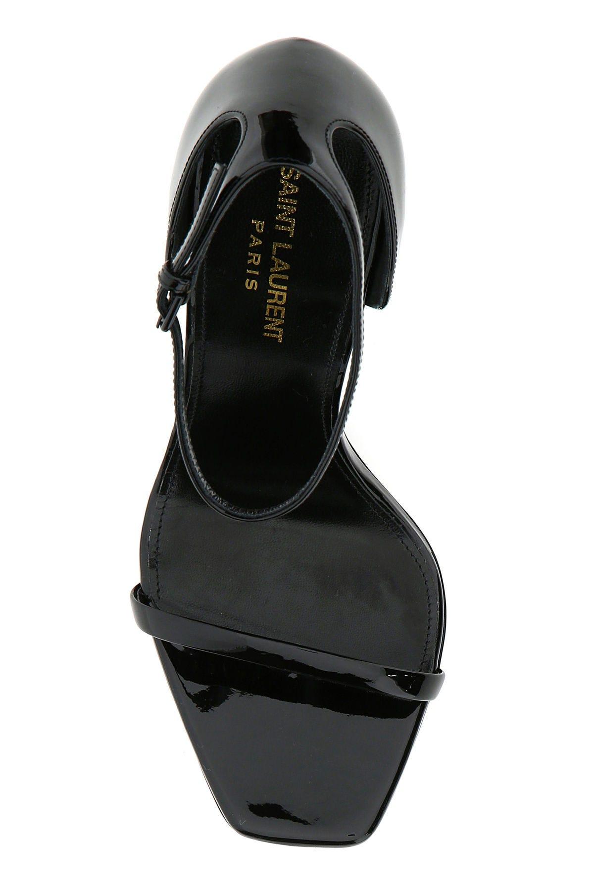 Shop Saint Laurent Black Leather Opyum 110 Sandals