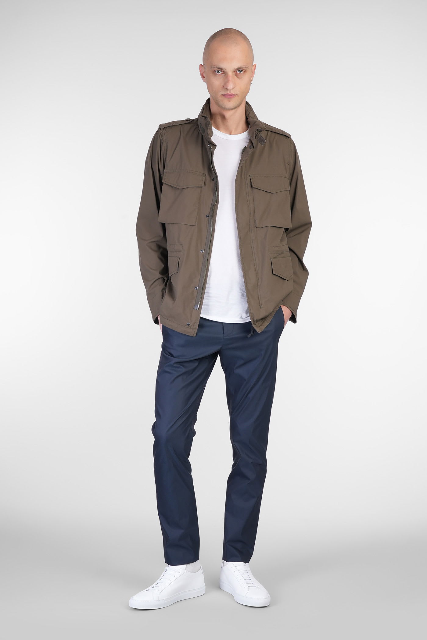 Shop Aspesi Casual Jacket In Green Cotton