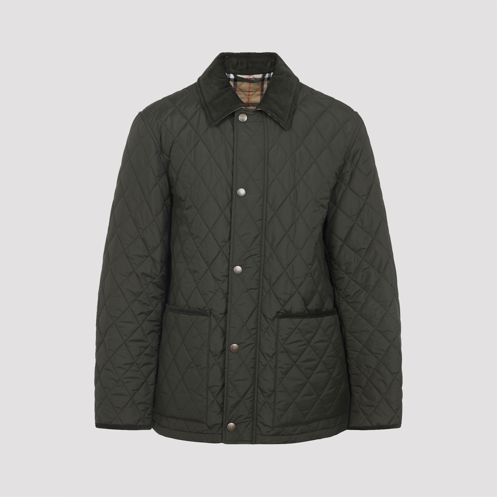 Burberry Haddington Diamond-quilted Jacket In Gray