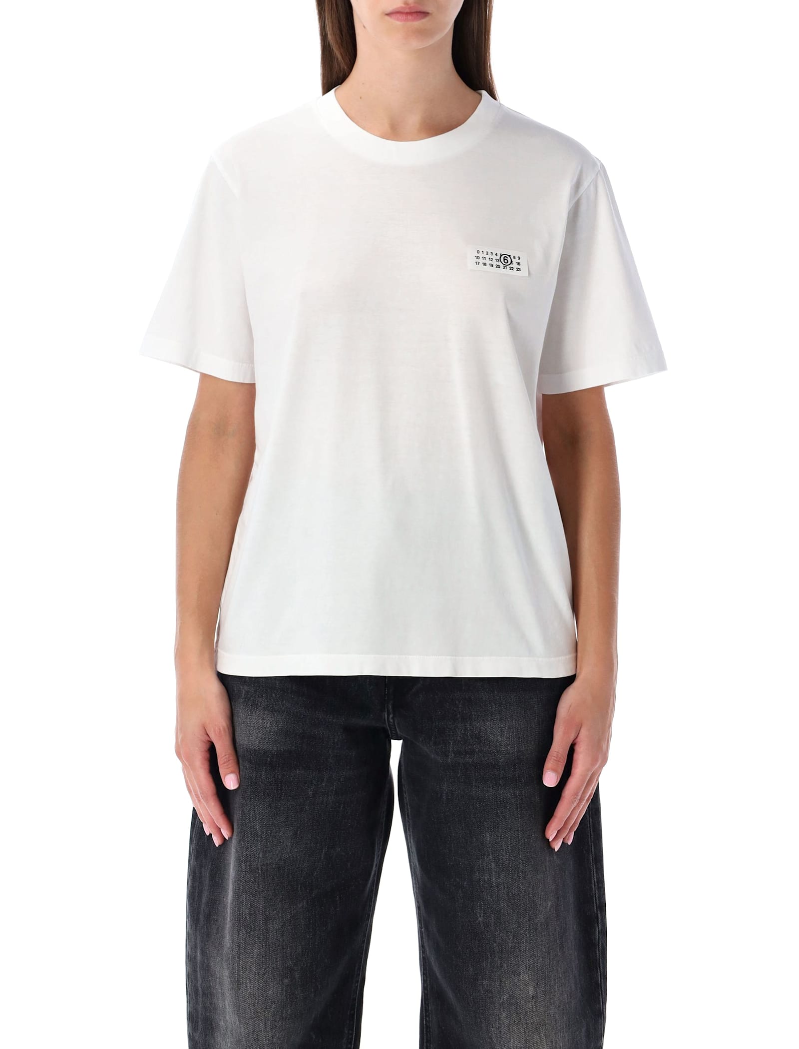 Mm6 Maison Margiela T-shirt Crew Neck In Cotton In White