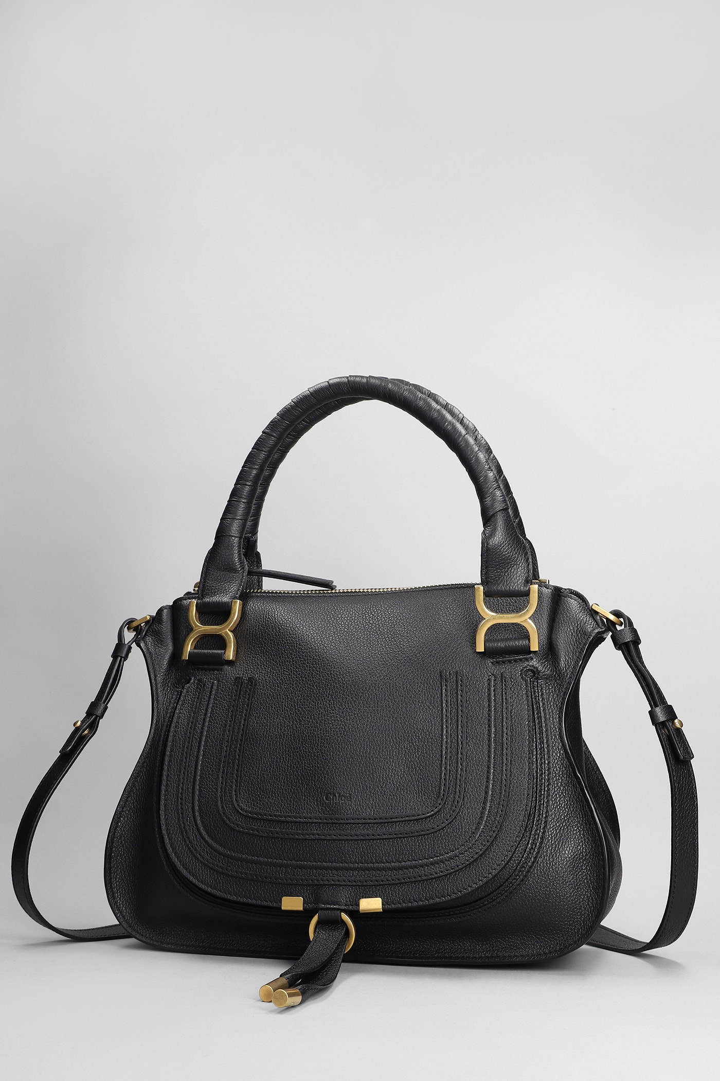 Shop Chloé Mercie Shoulder Bag In Black Leather