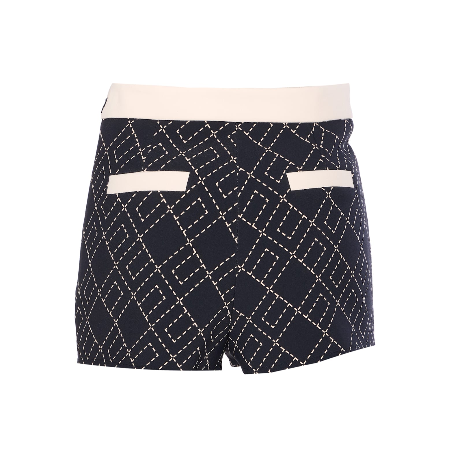 Elisabetta Franchi High Waist Geometric Pattern Shorts In Black
