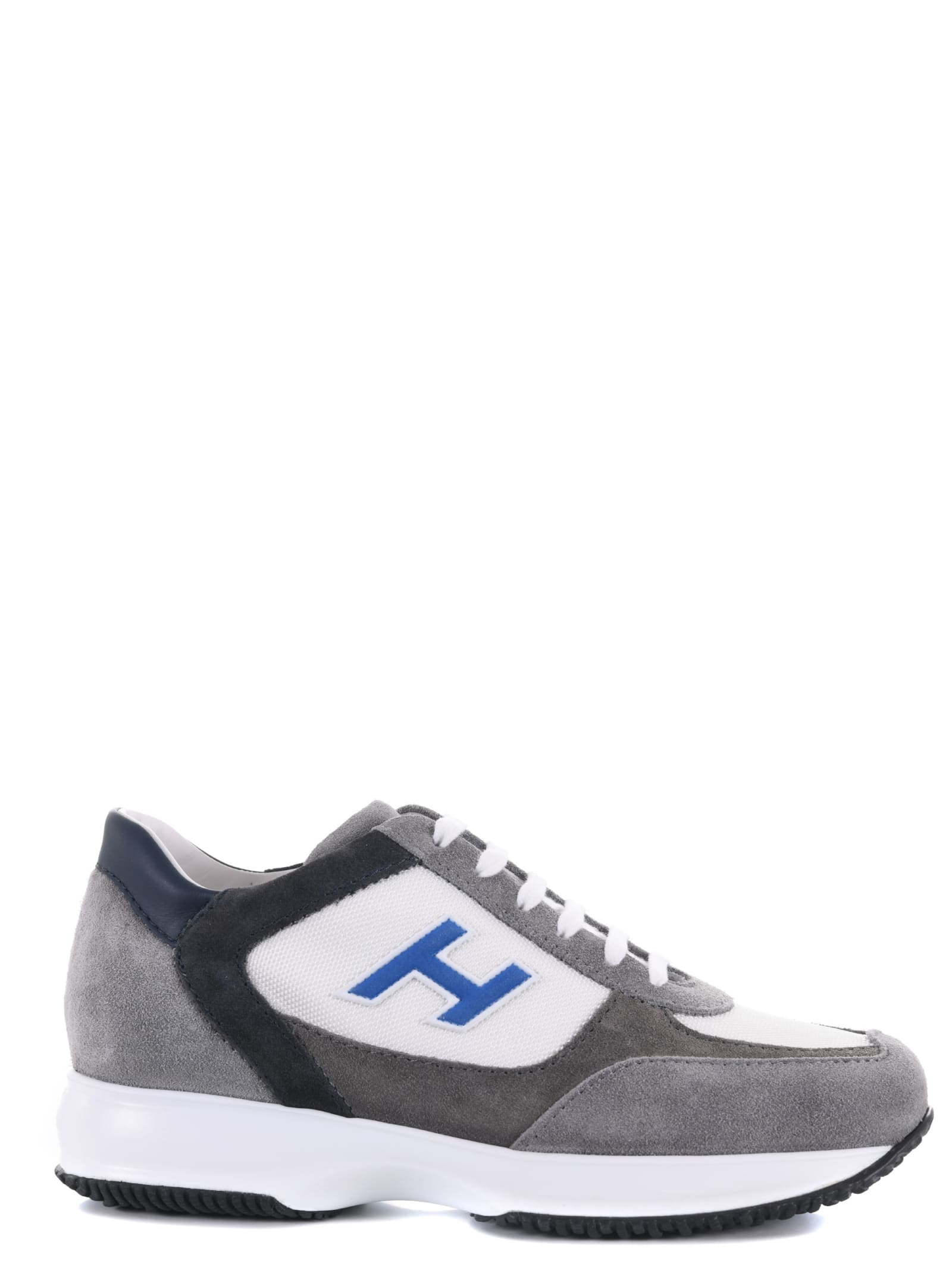 Hogan Sneakers In Suede And Nylon In Grigio/bianco