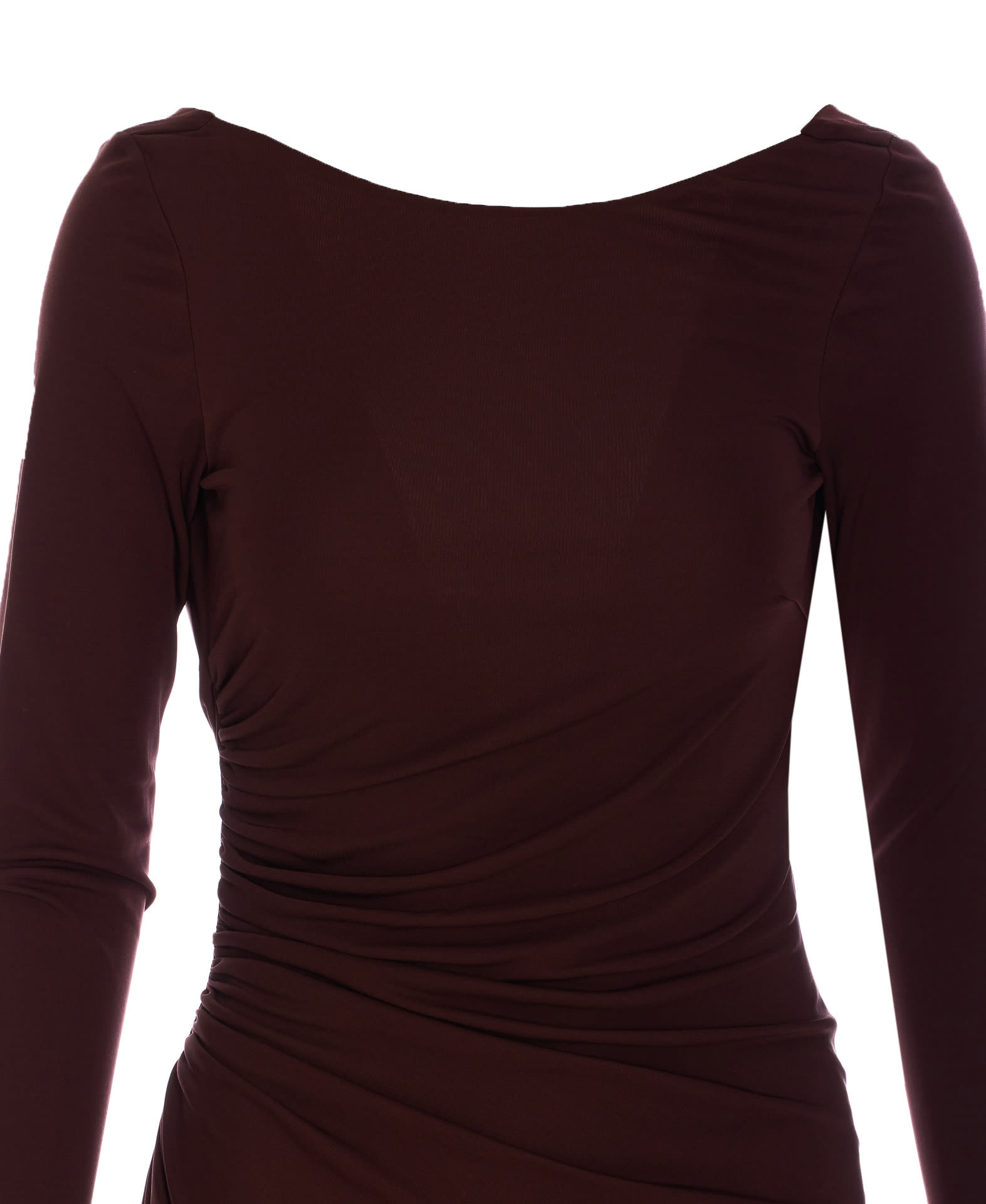 Elisabetta Franchi Red Carpet Dress With Drapes In Burgundy