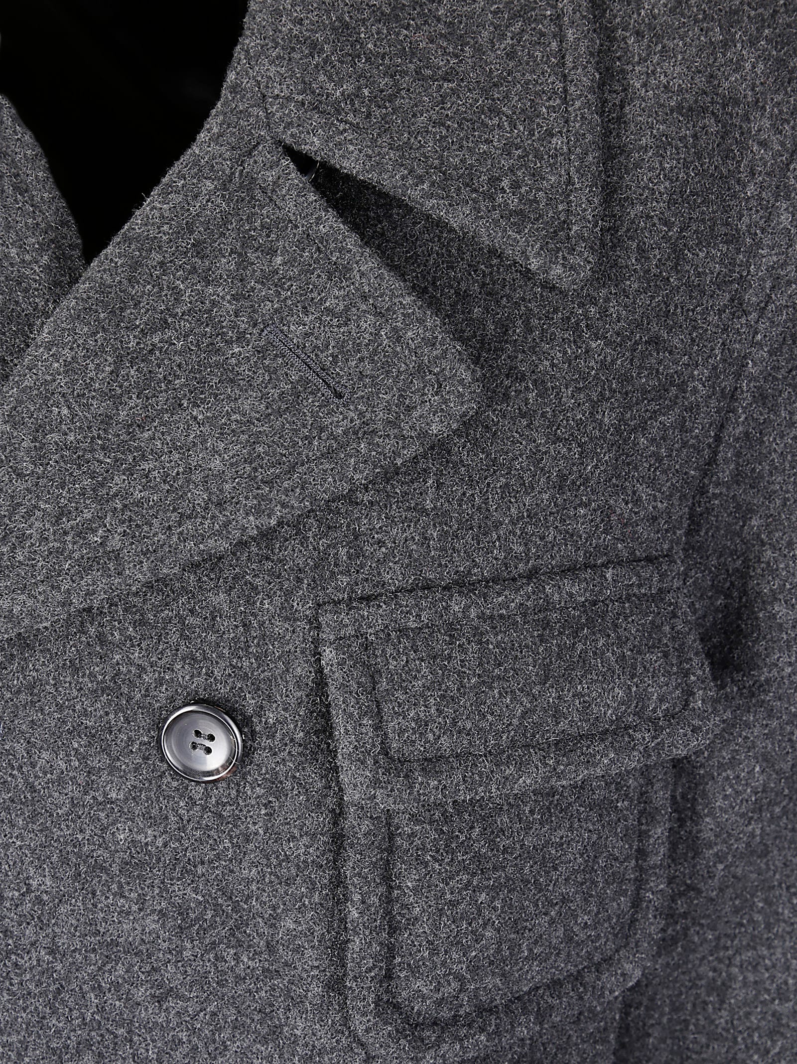Comme Des Garçons Double-breasted Fastening Grey Wool Coat In Gray