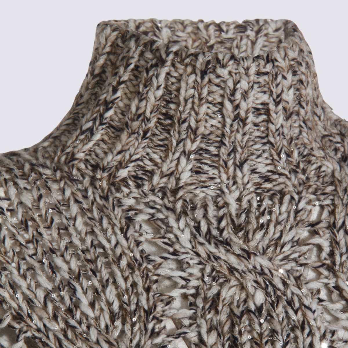 Brunello Cucinelli Women Wool And Cashmere Sweater With Sequins In Neutral