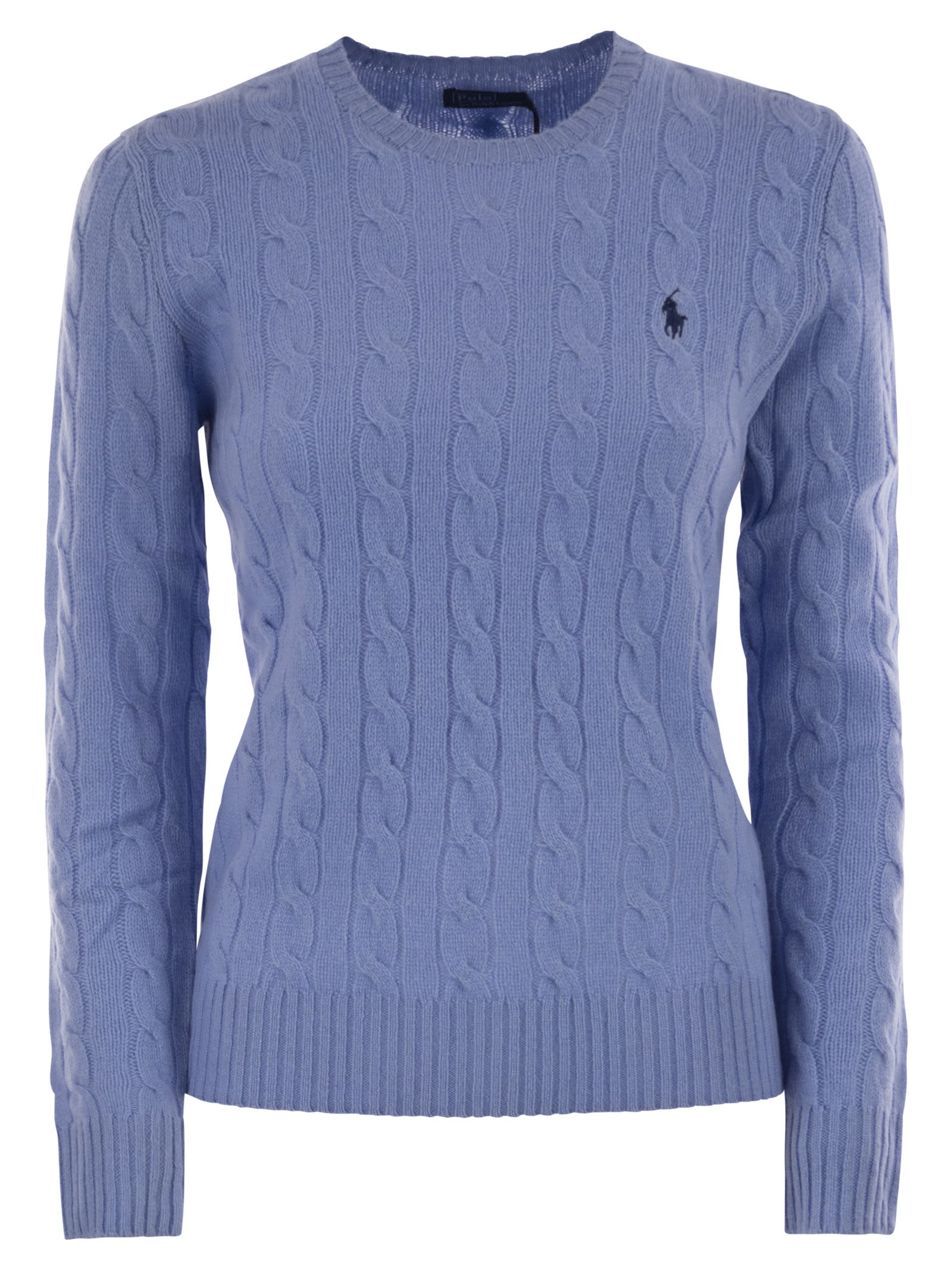 Polo Ralph Lauren Plaited Wool And Cashmere Crew-neck In Blue