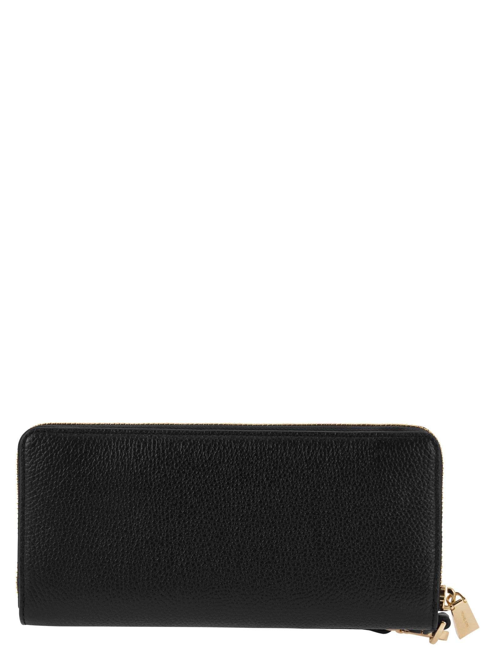 Shop Michael Kors Jet Set - Grained Leather Wallet In Black