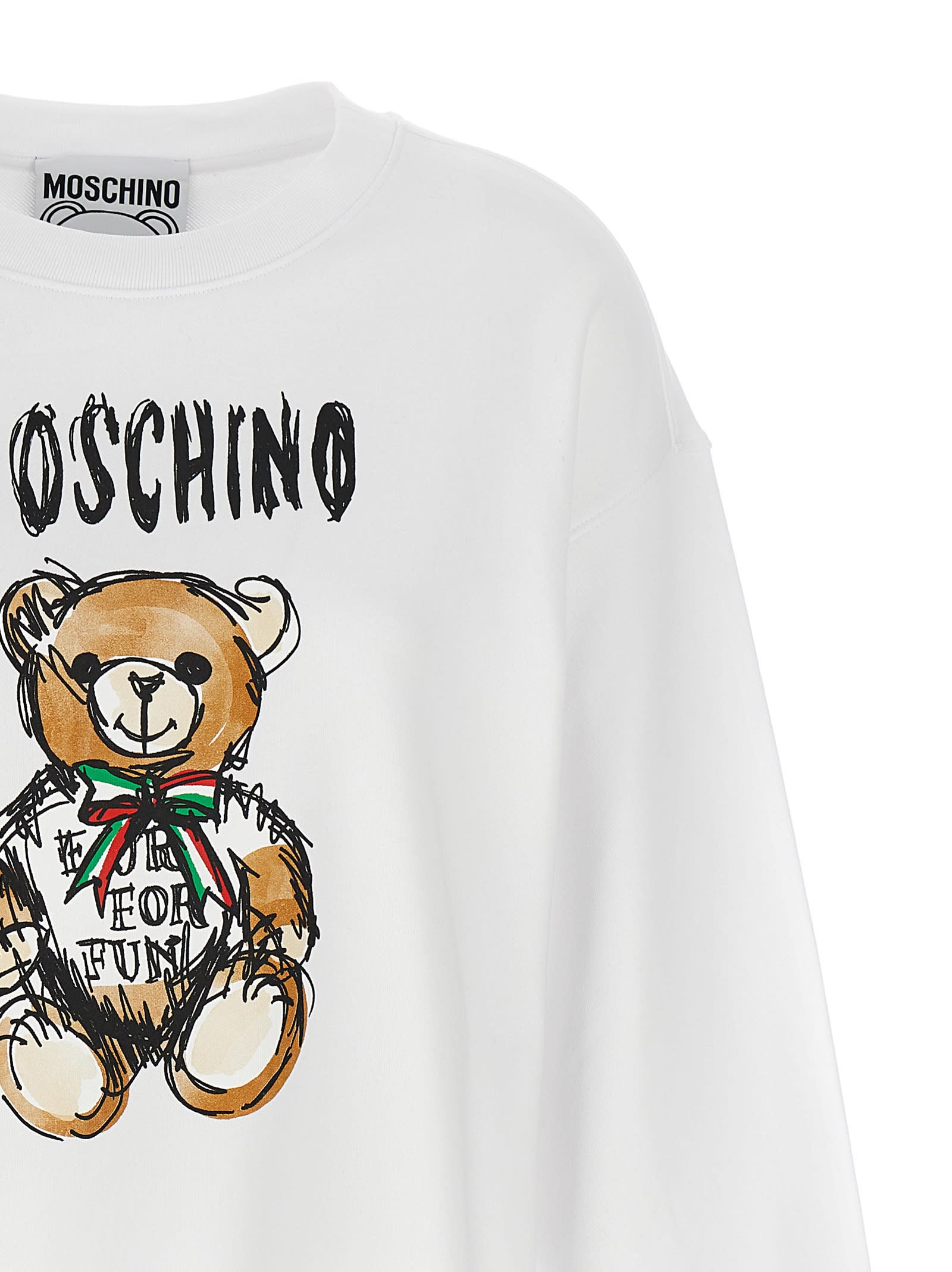Shop Moschino Teddy Bear Sweatshirt In White