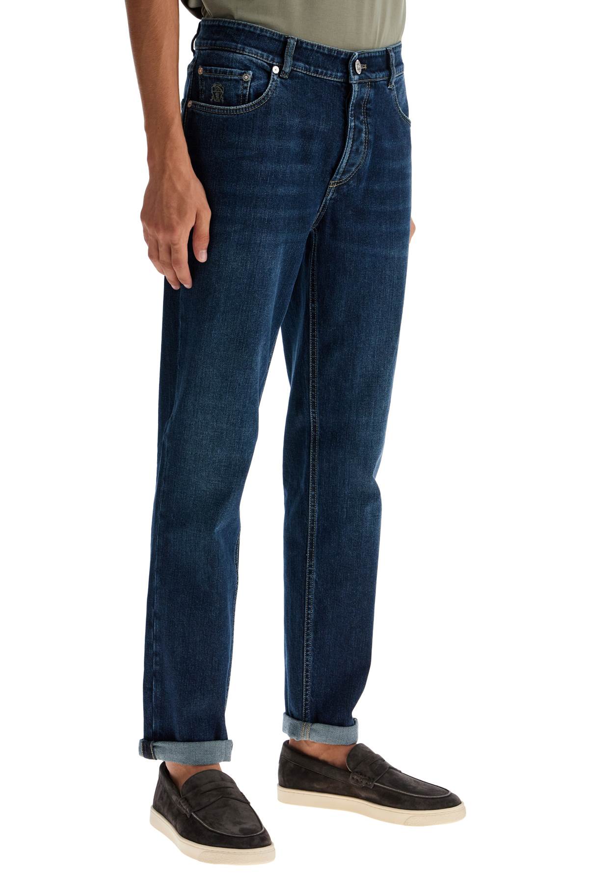 Shop Brunello Cucinelli Traditional Fit Jeans In Denim Scuro (blue)