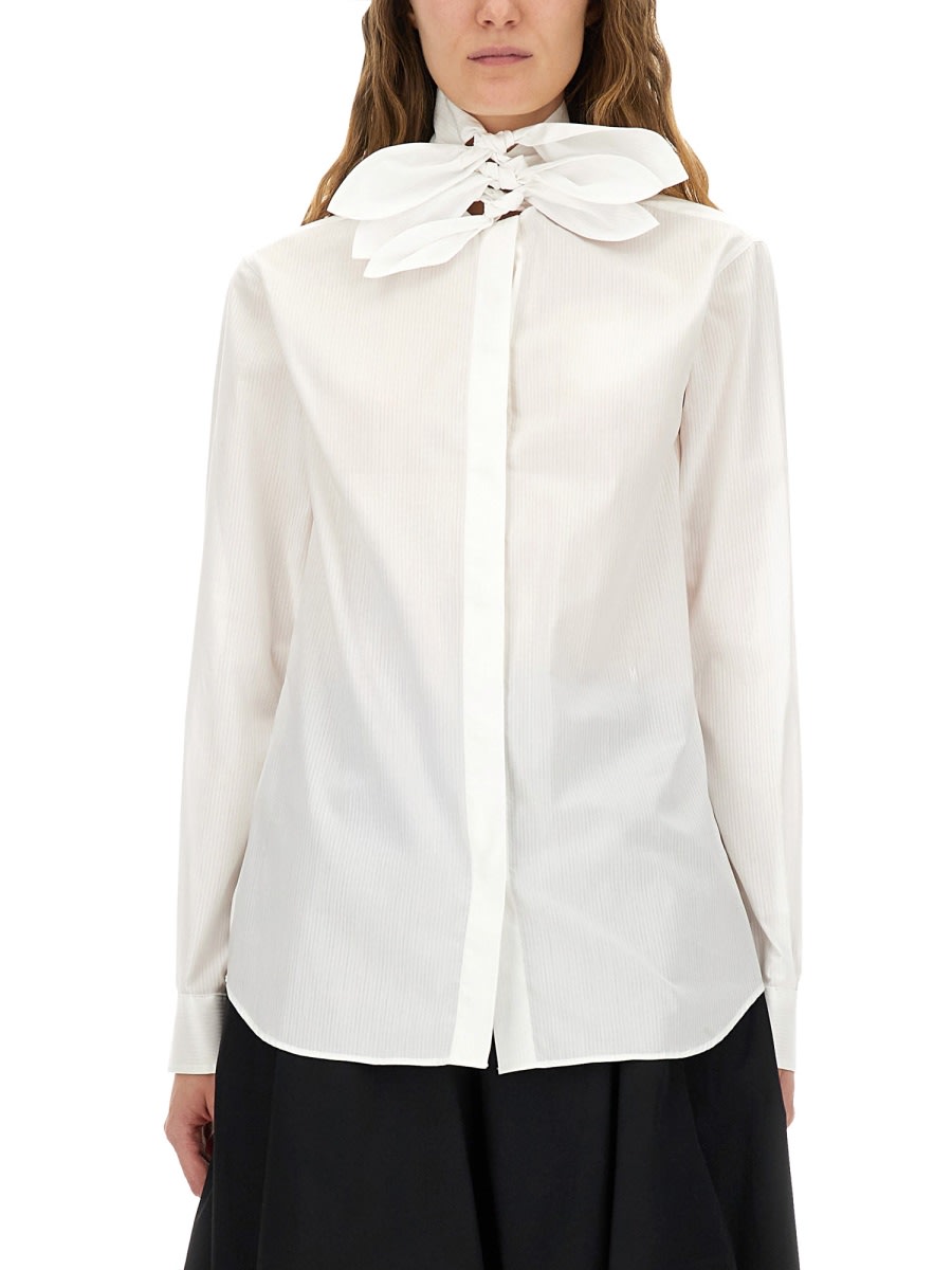 Moschino Cotton Poplin Jacquard Shirt In White