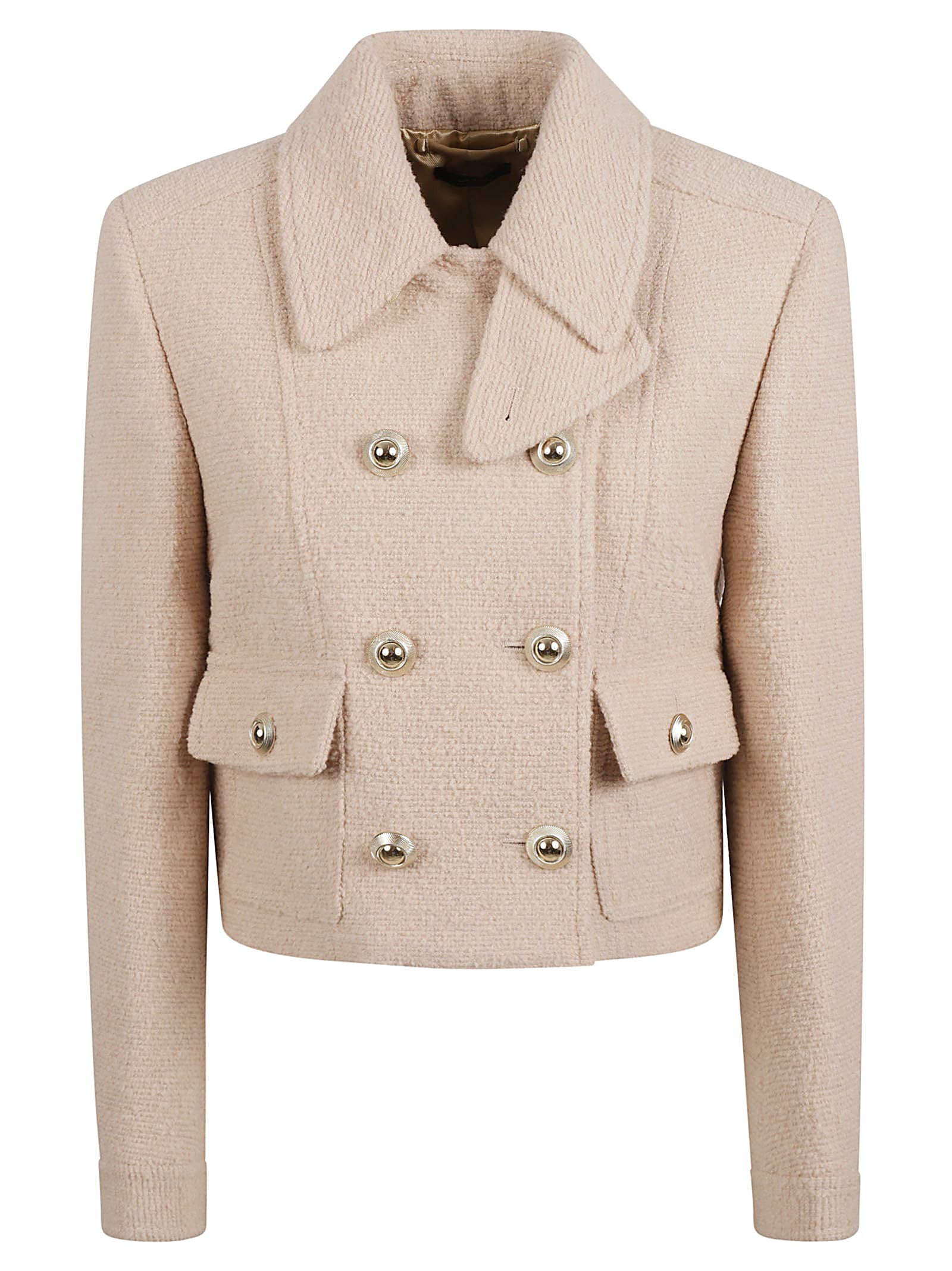 Shop Tom Ford Cropped Double-buttoned Jacket In Milky Beige