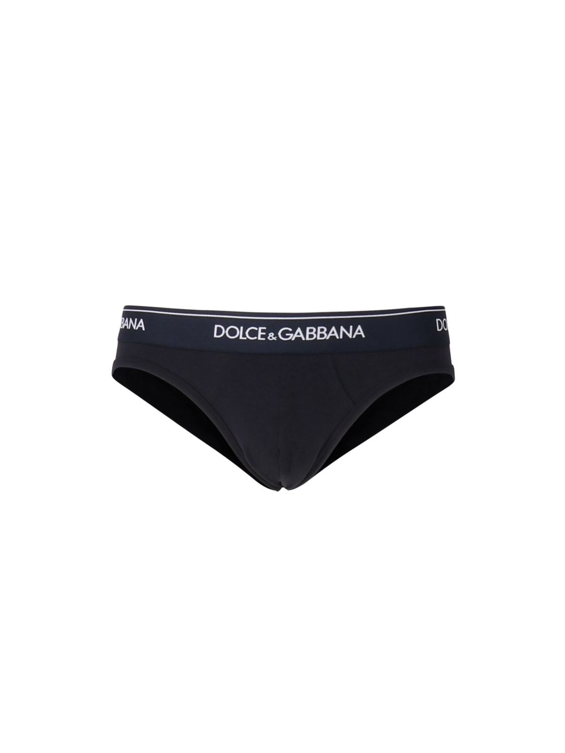 Shop Dolce & Gabbana Briefs With Logoed Elastic In Blue Navy