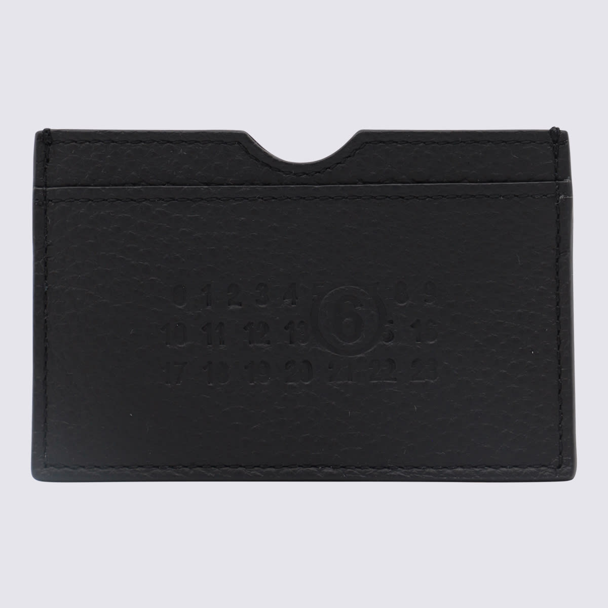 Black Leather Numeric Logo Card Holder