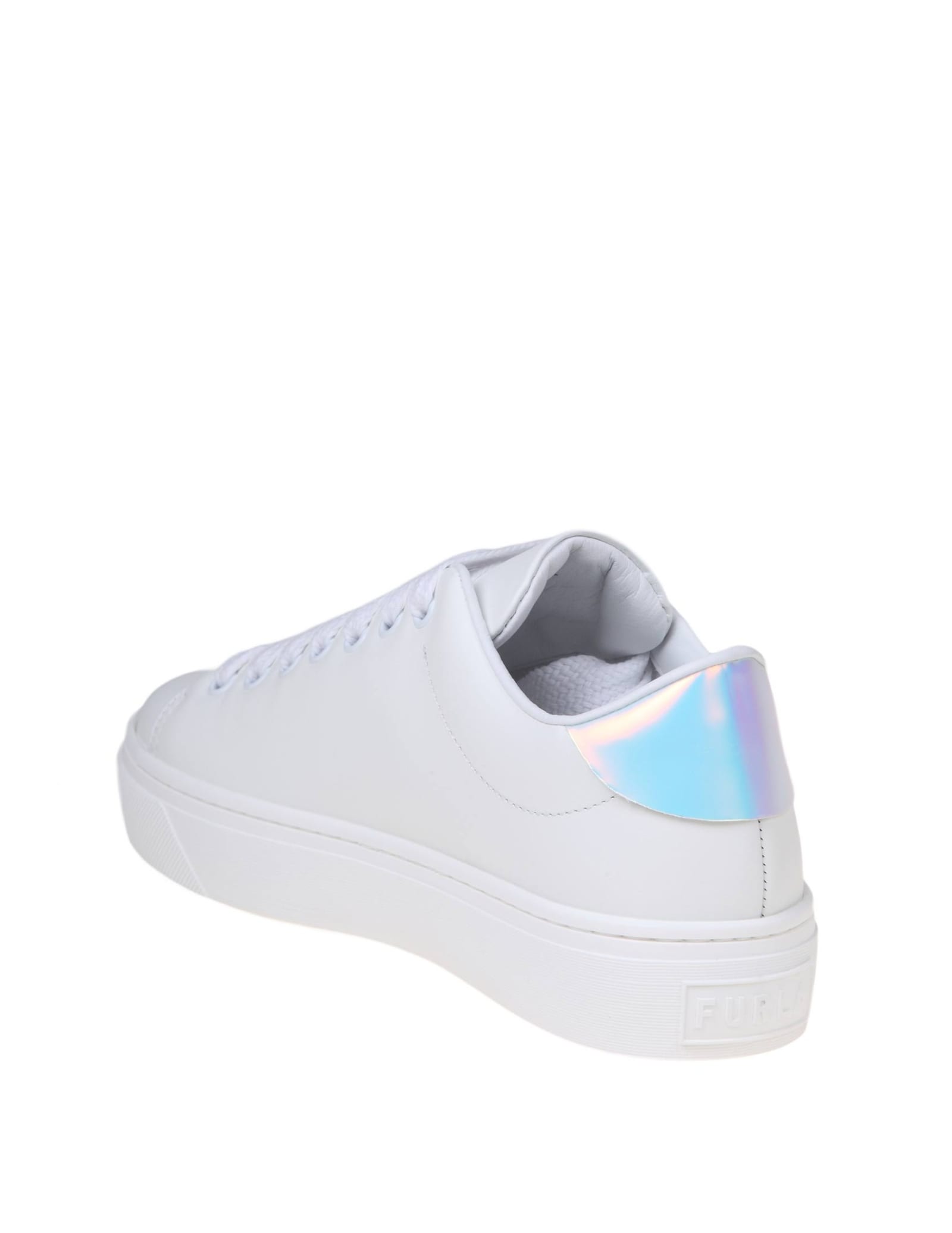 Shop Furla Joy Lace Up Sneakers In White Leather In Yellow Cream