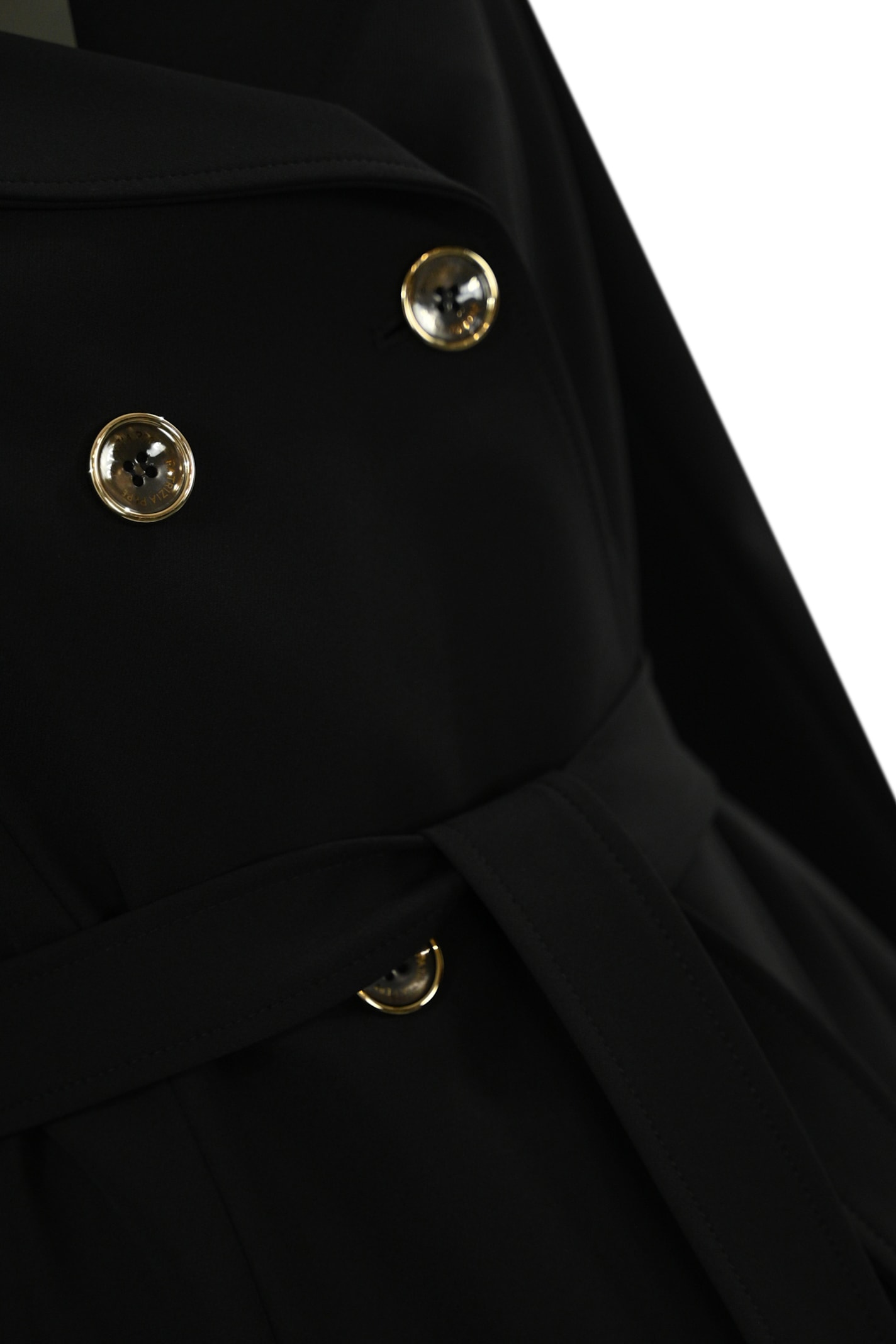 Shop Patrizia Pepe Trench Coat In Mixed Cotton Technical Fabric In Nero