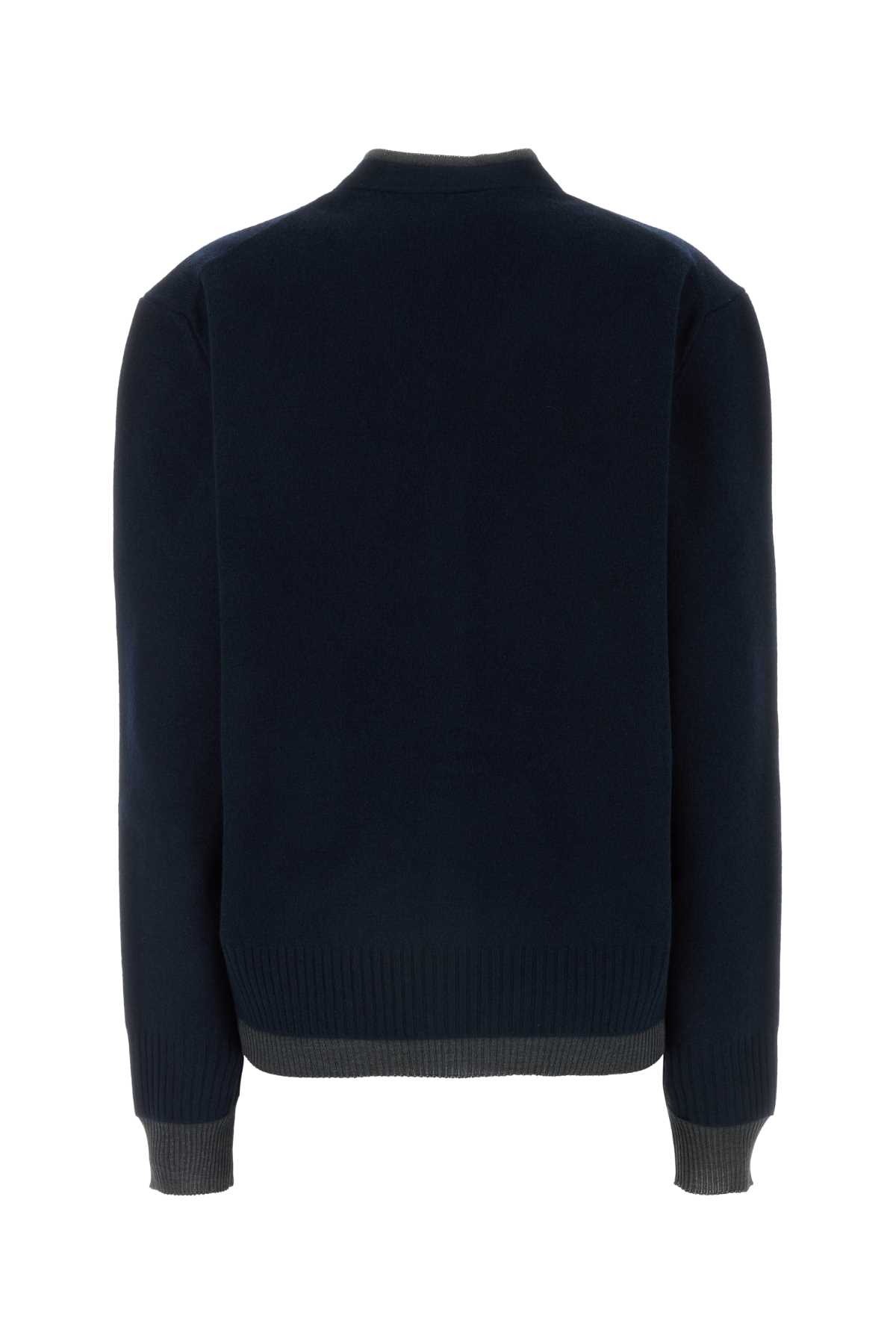 Shop Miu Miu Navy Blue Cashmere Cardigan In Bluantracite