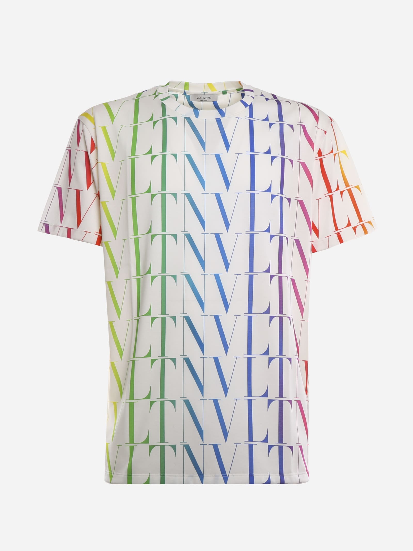 Valentino Cotton T-shirt With All-over Multicolor Vltn Print