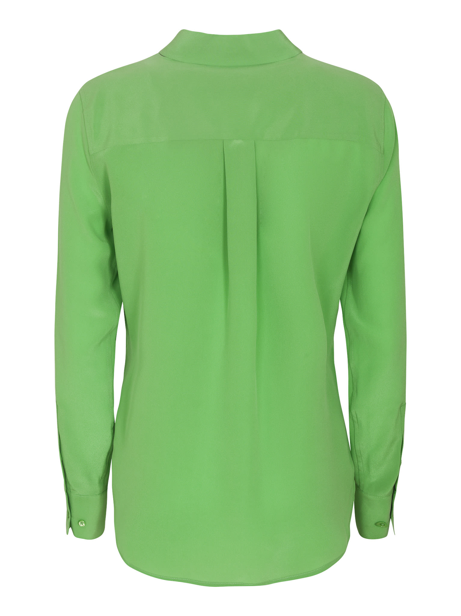 Shop Equipment Round Hem Patched Pocket Plain Shirt In Vibrant Green