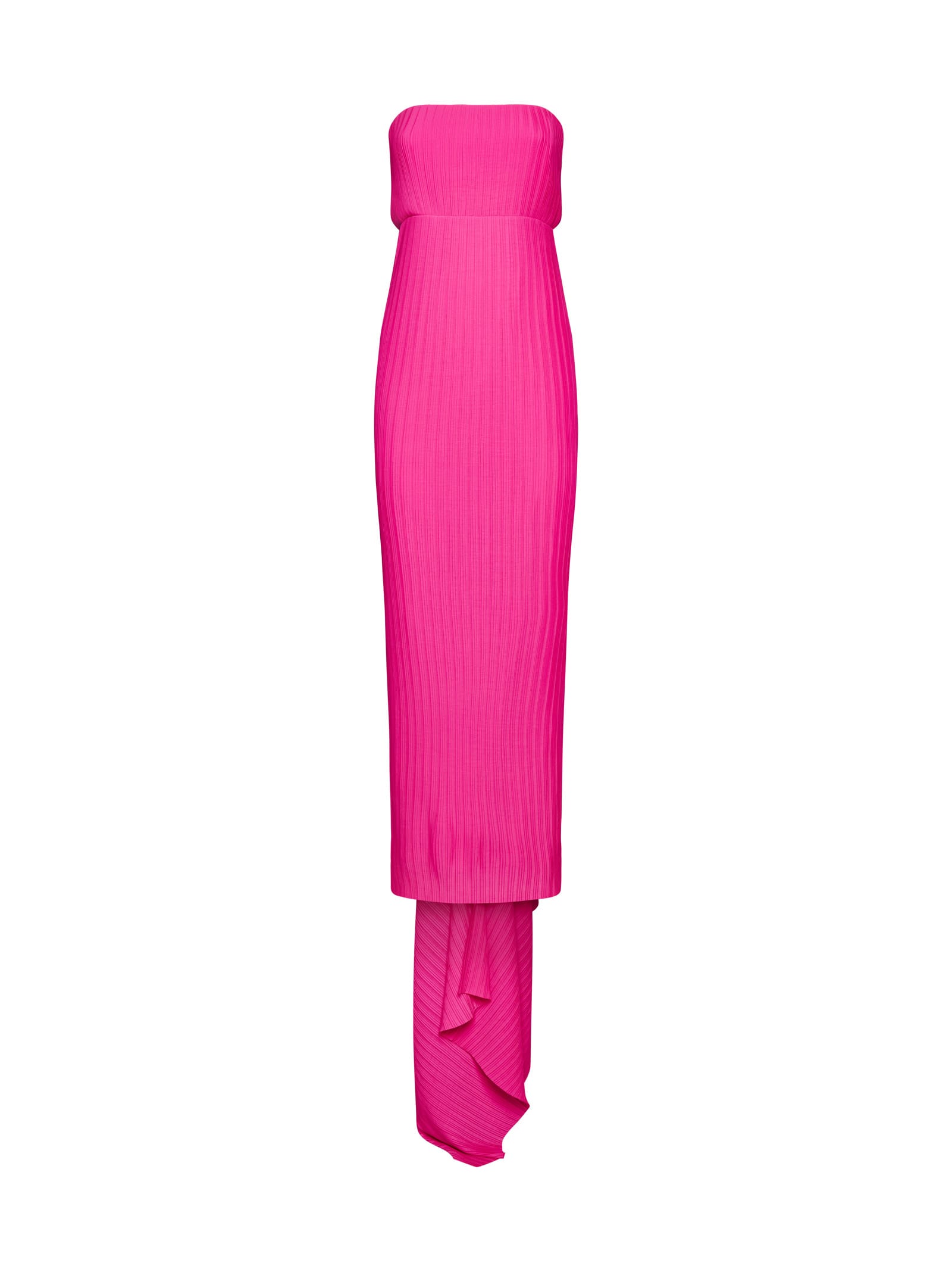 Pink Harlee Pleated Strapless Maxi Dress In Polyester Woman