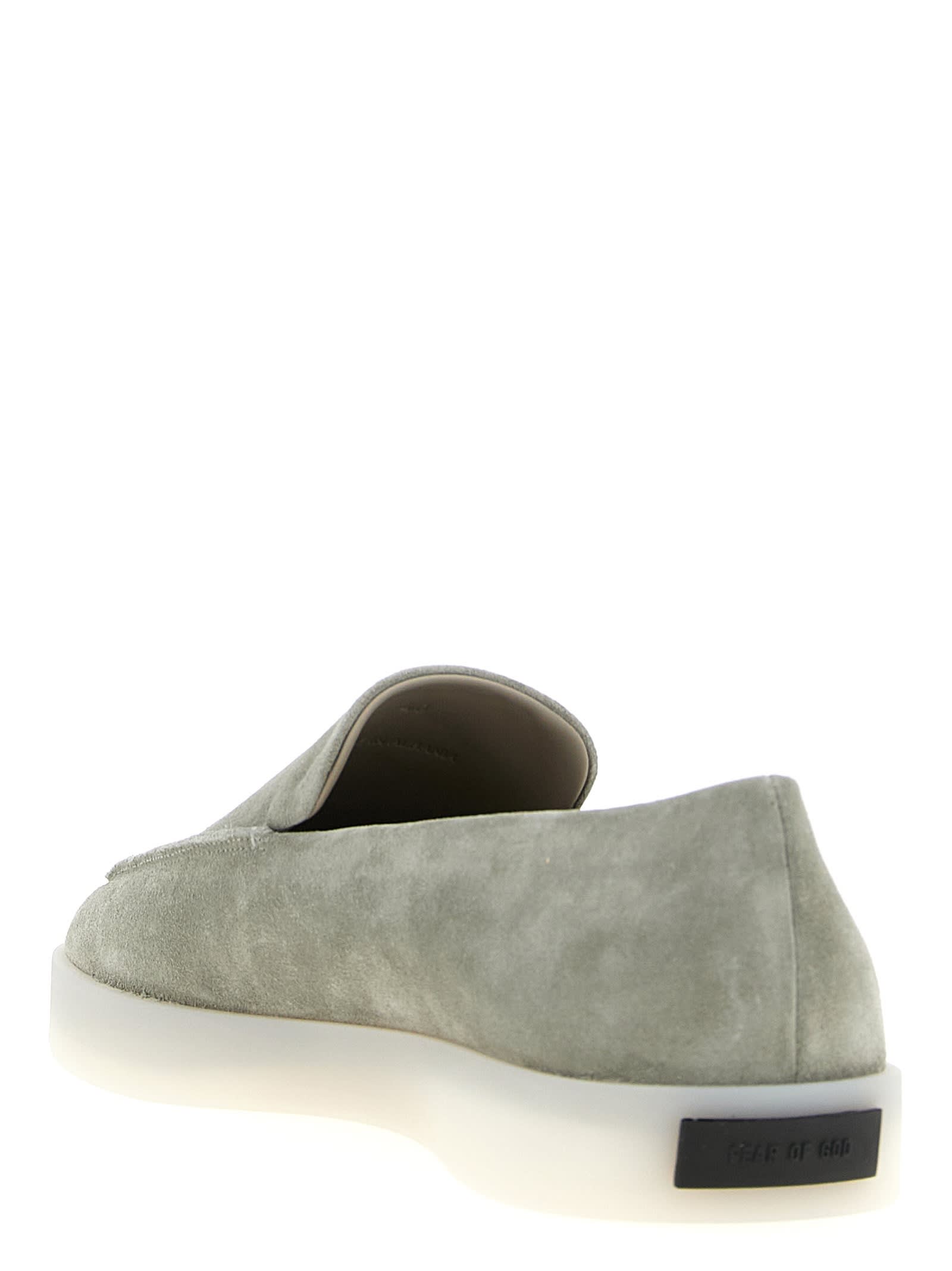 Fear Of God Suede Round Toe Loafers With Rubber Sole In Green