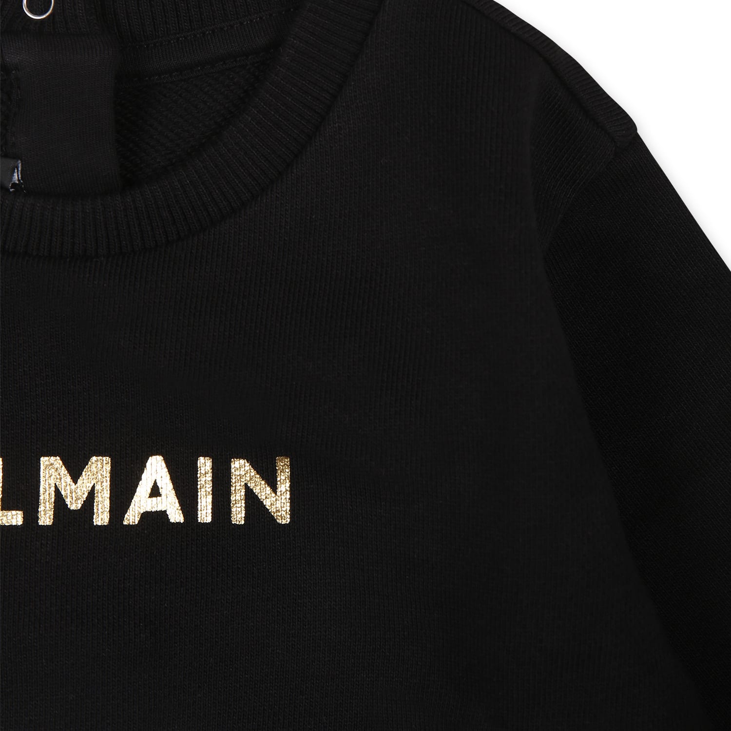 Balmain Black Sweatshirt For Babykids With Logo In Black