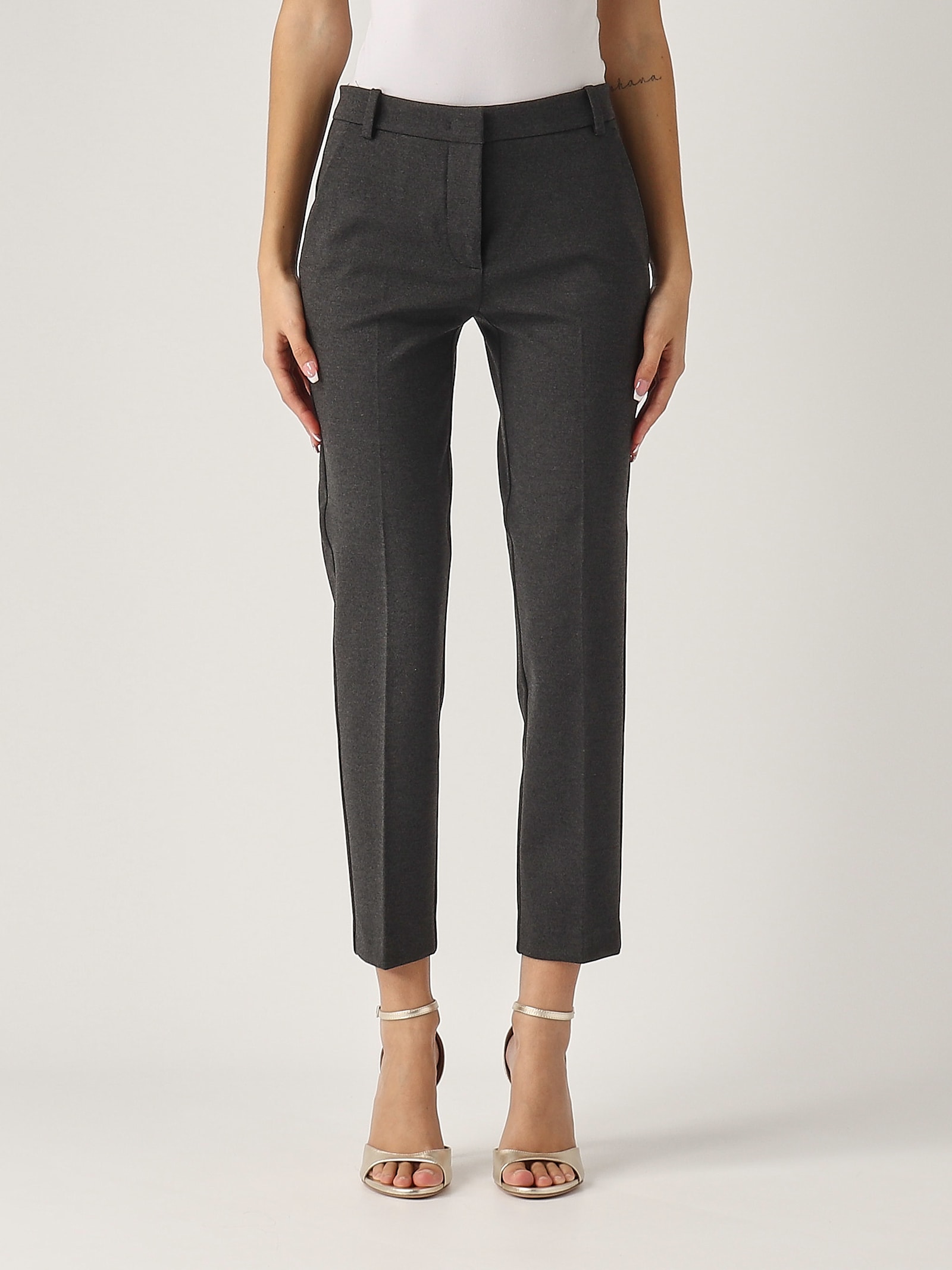 Shop Pinko Bello Pantalone Trousers In Grigio Scuro