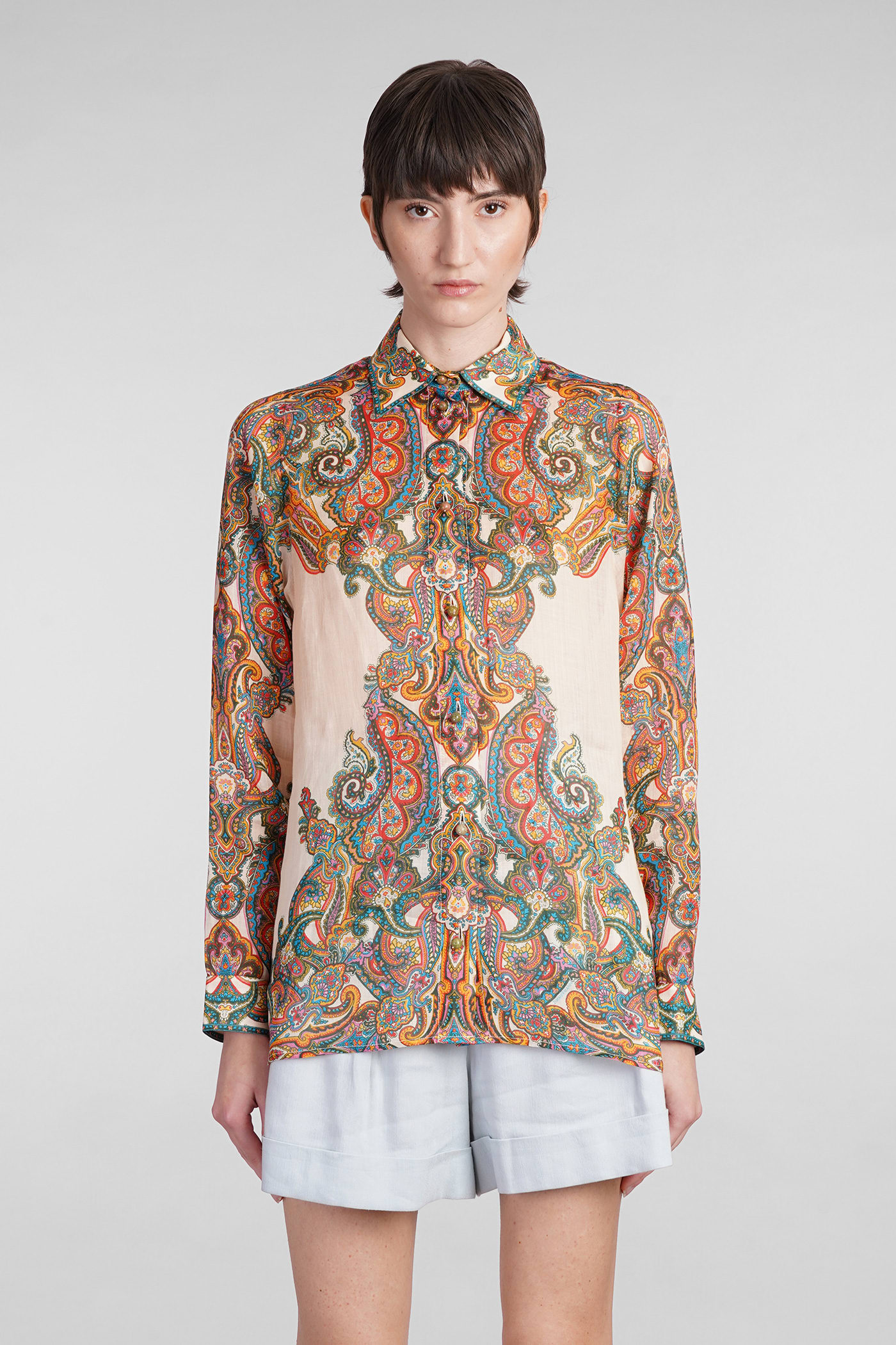 Shop Zimmermann Shirt In Multicolor Ramie