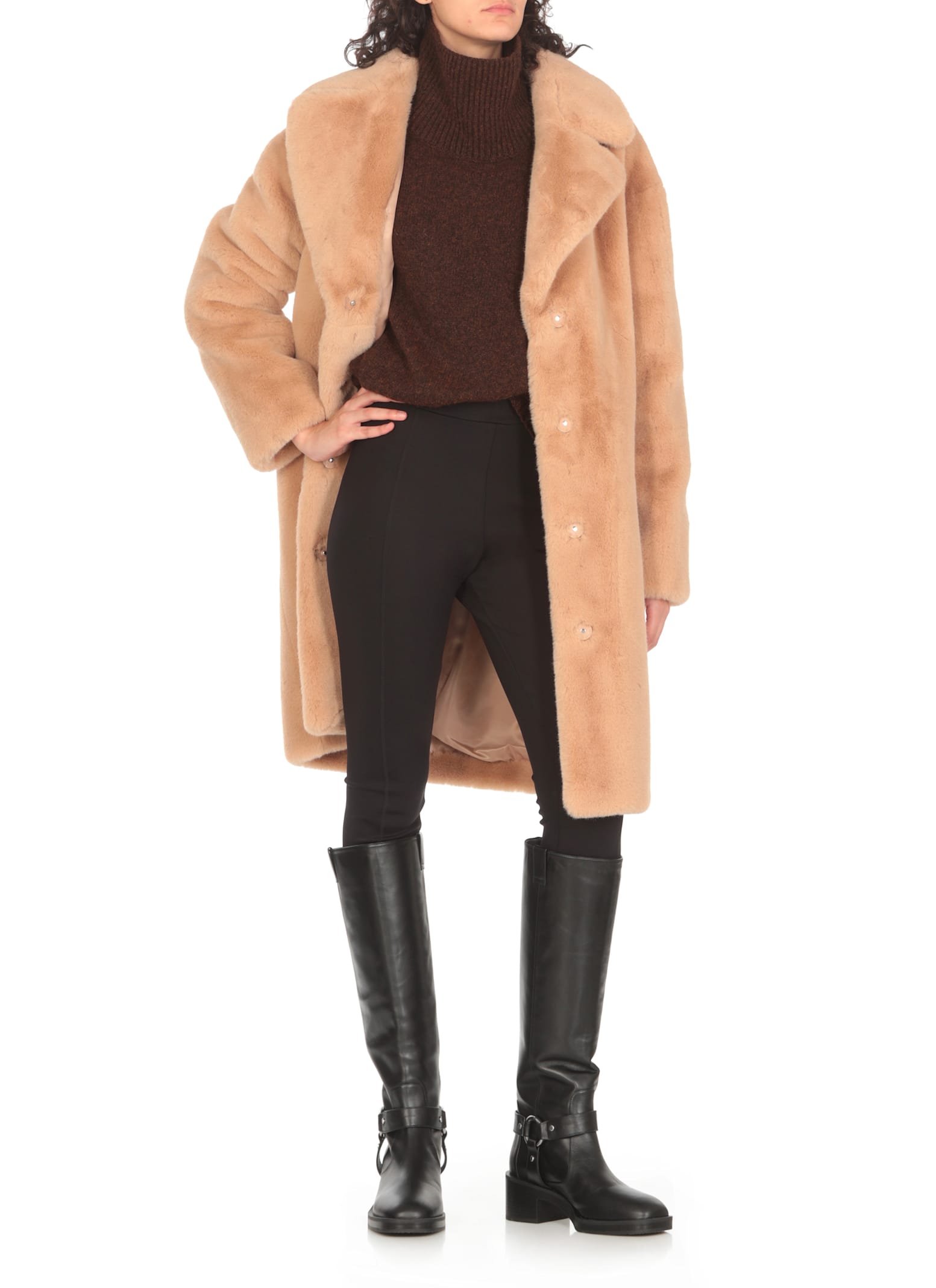 Shop Stand Studio Camille Cocoon Coat In Beige