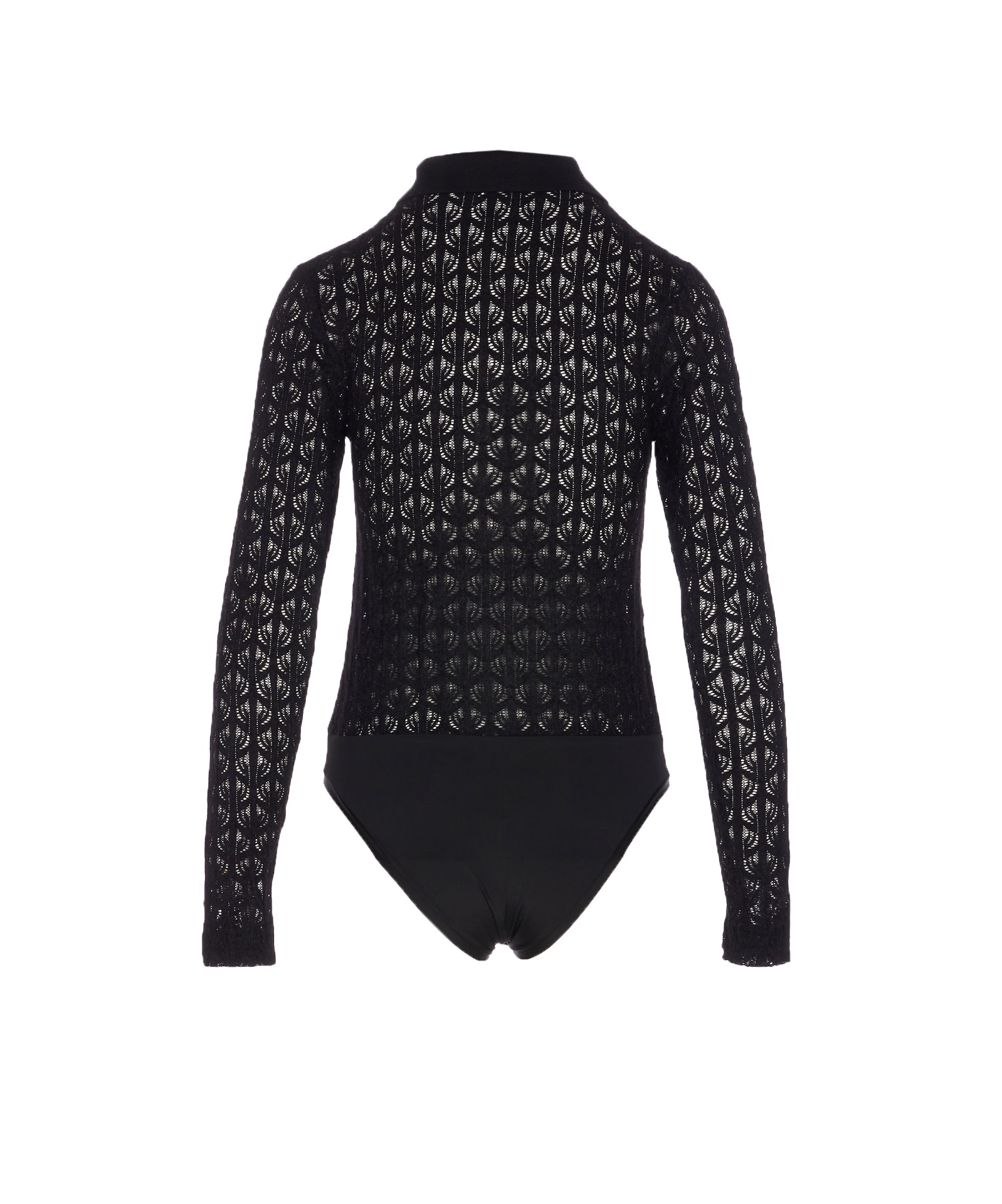 Pinko Knit Lace Bodysuit In Black