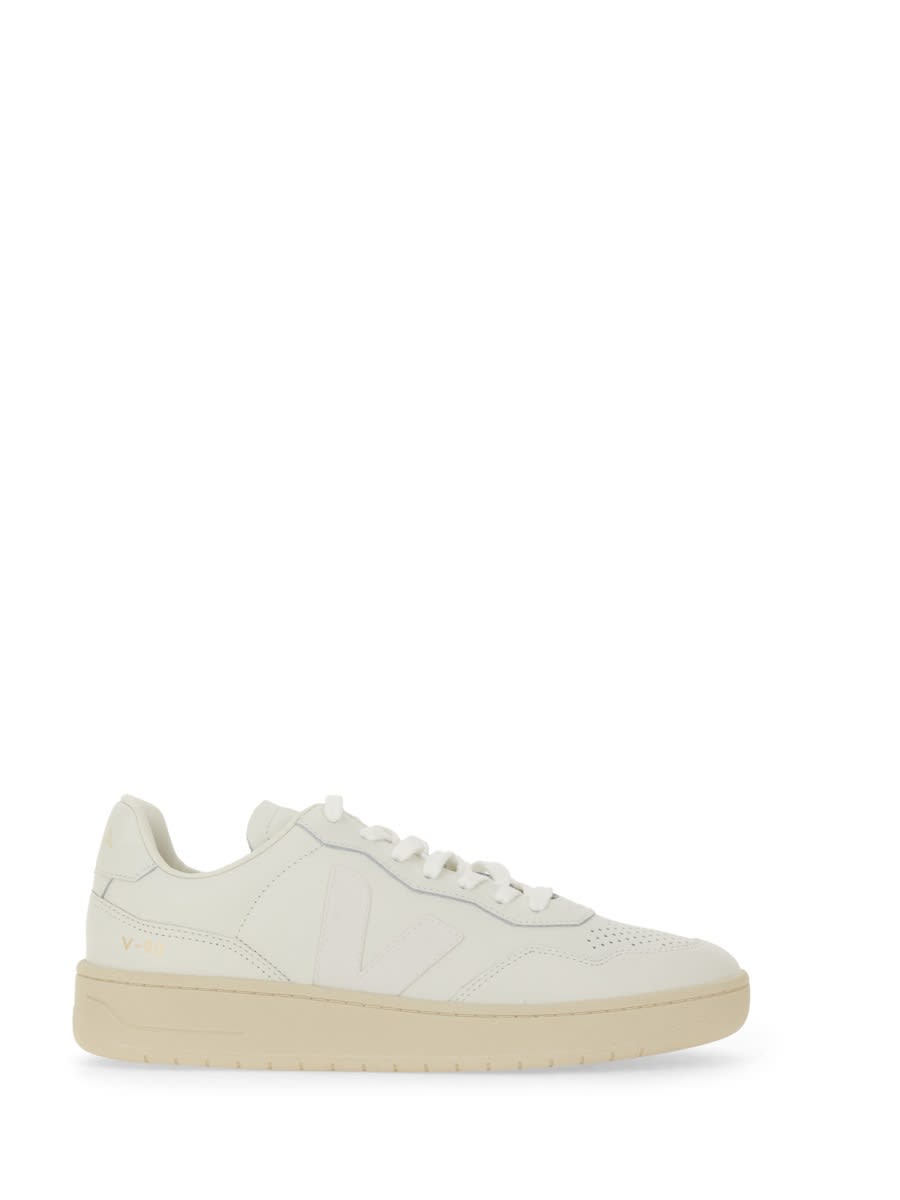 Veja White Leather V-90 Sneakers In White