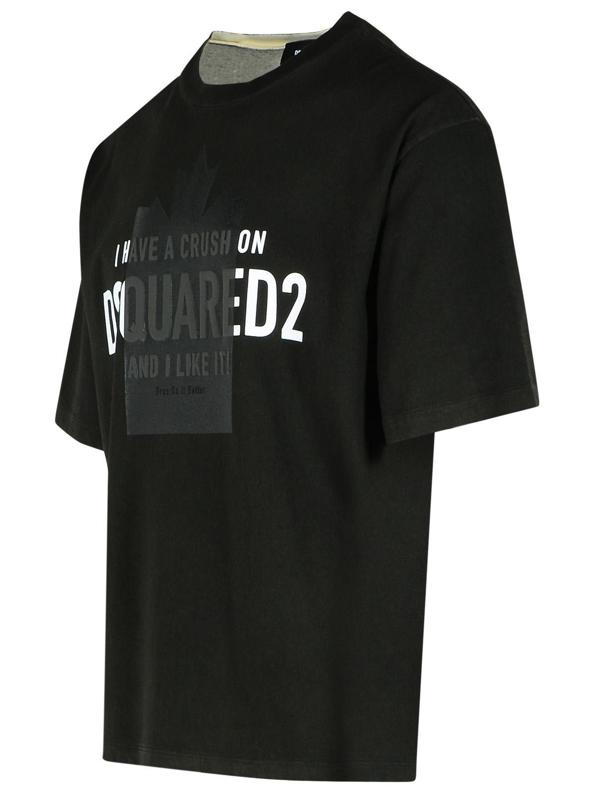 Dsquared2 Logo Printed Crewneck T-shirt In Black