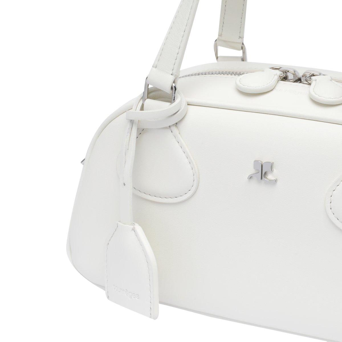 Courrèges Double Handle Detachable Strap Bowling Bag In White