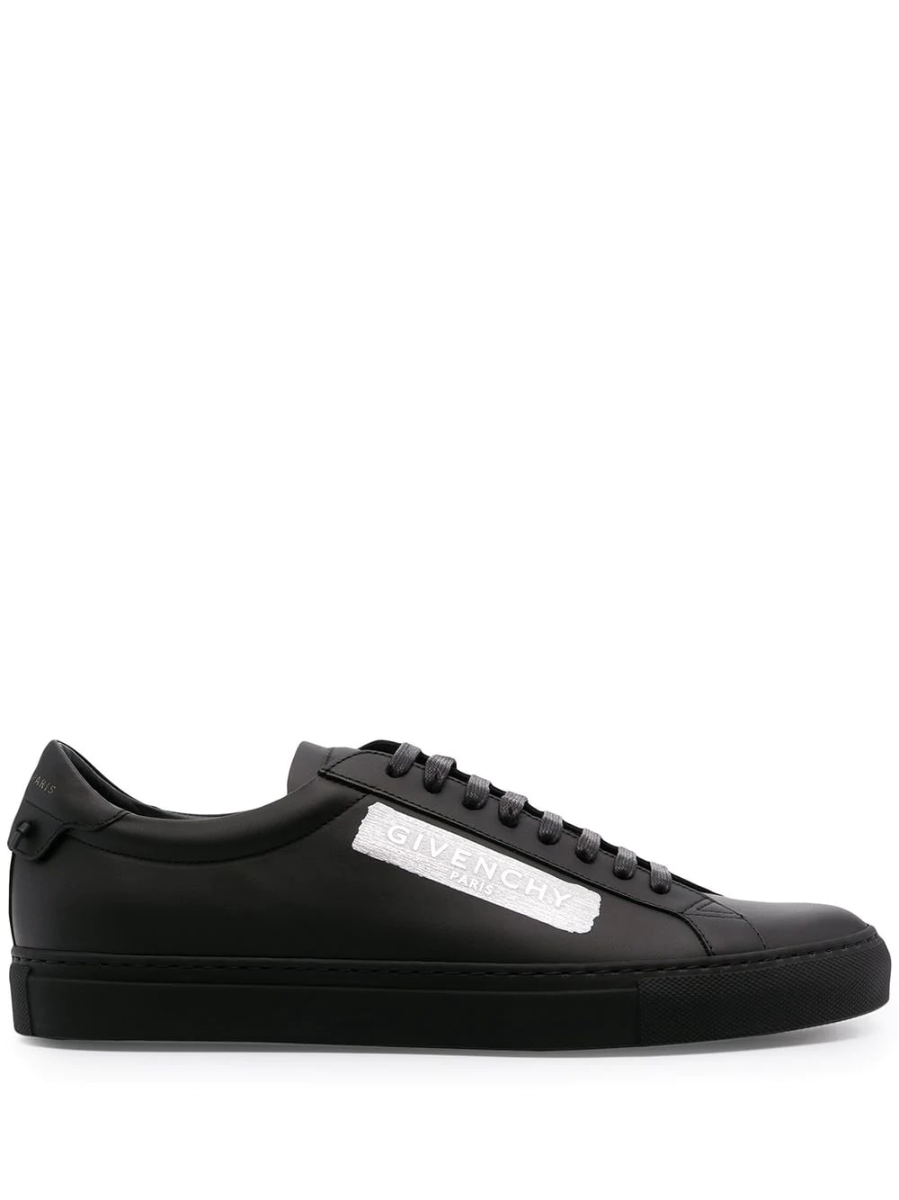 Givenchy Man Matte Black Urban Street Sneakers With Latex Stripe