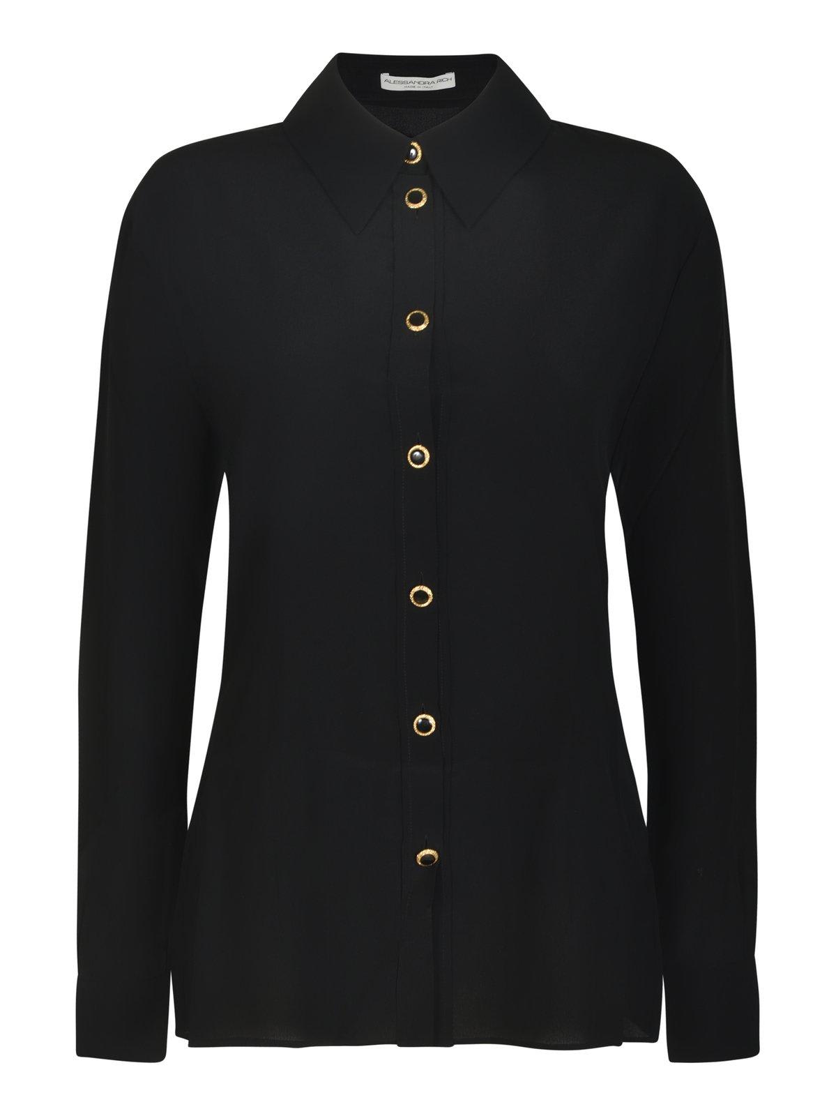 Shop Alessandra Rich Dart Detailed Straight Hem Shirt In Black