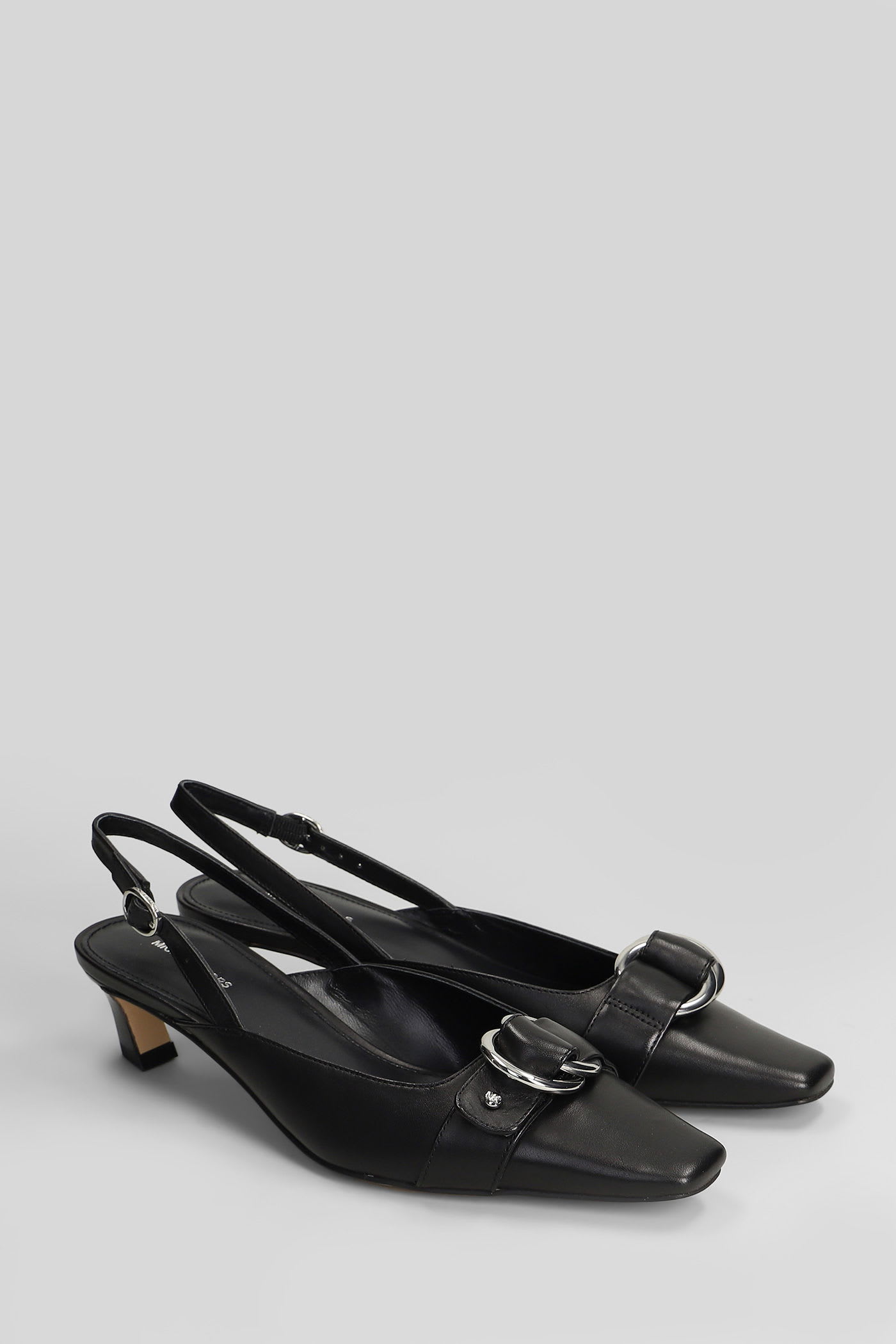 Michael Kors Jaden Kitten Sling Pumps In Black Leather In Black