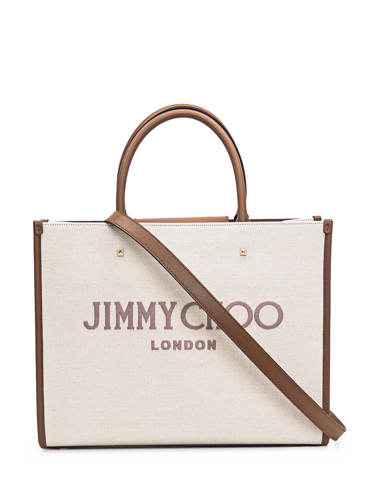 Shop Jimmy Choo Avenue M Tote Bag In Natural/taupe/dark Tan/light Gold