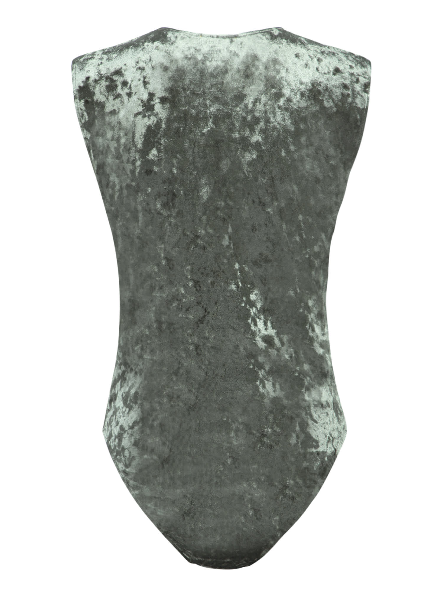 Shop Forte Forte Olive Green Iridescent Velvet Bodysuit