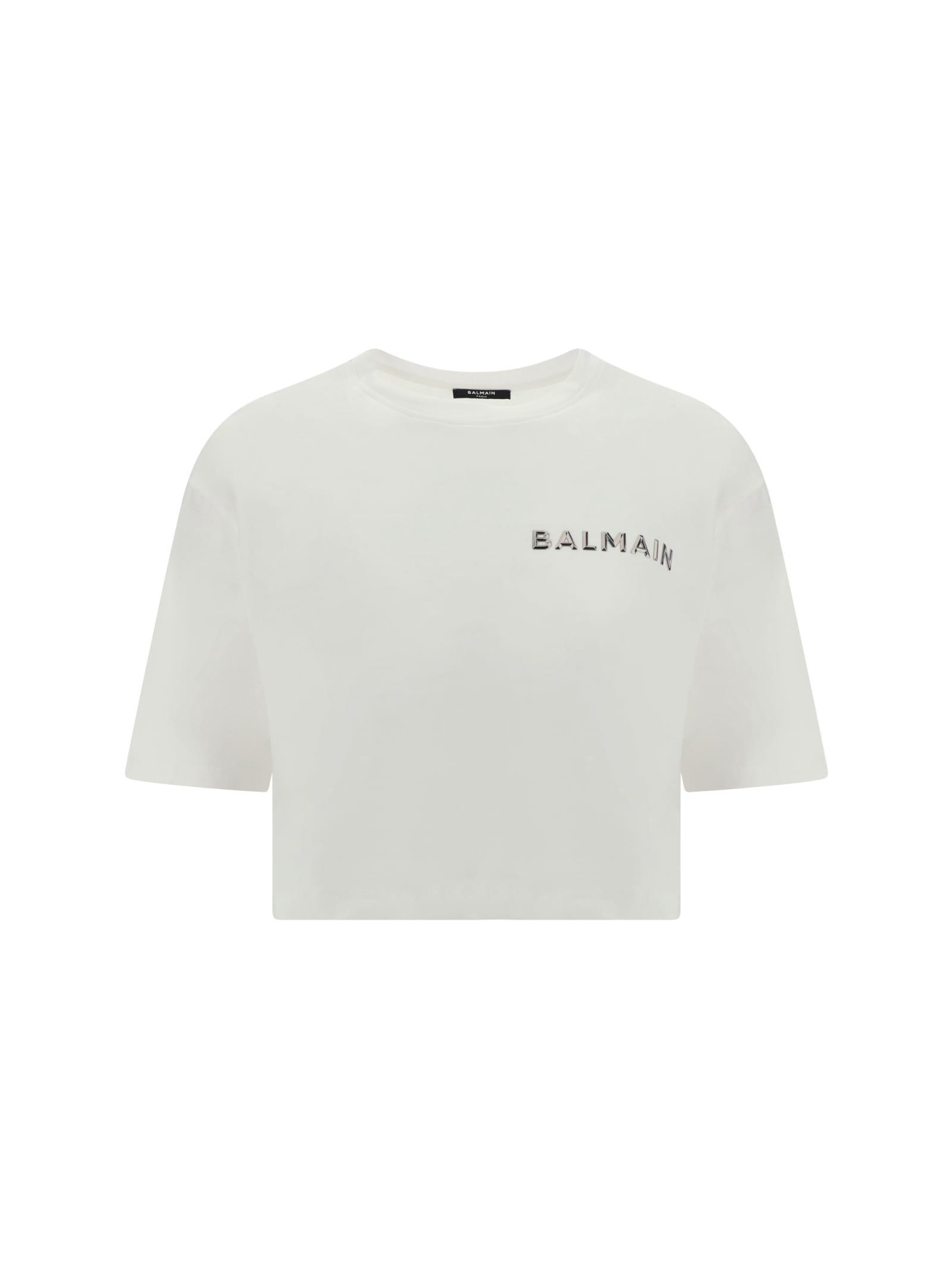Shop Balmain T-shirt In Gac Blanc Argent